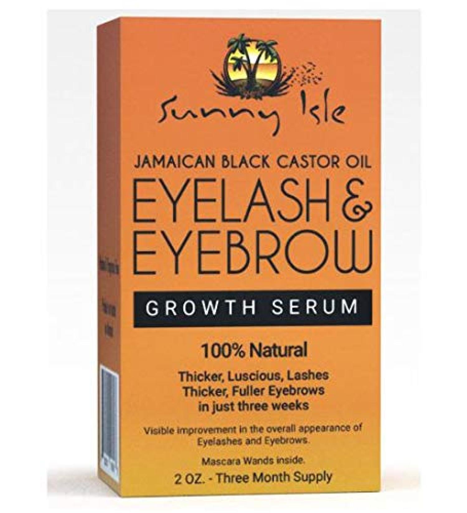 Sunny Isle Jamaican Black Castor Oil Eyelash & Eyebrow Growth Serum (Pack of 2)