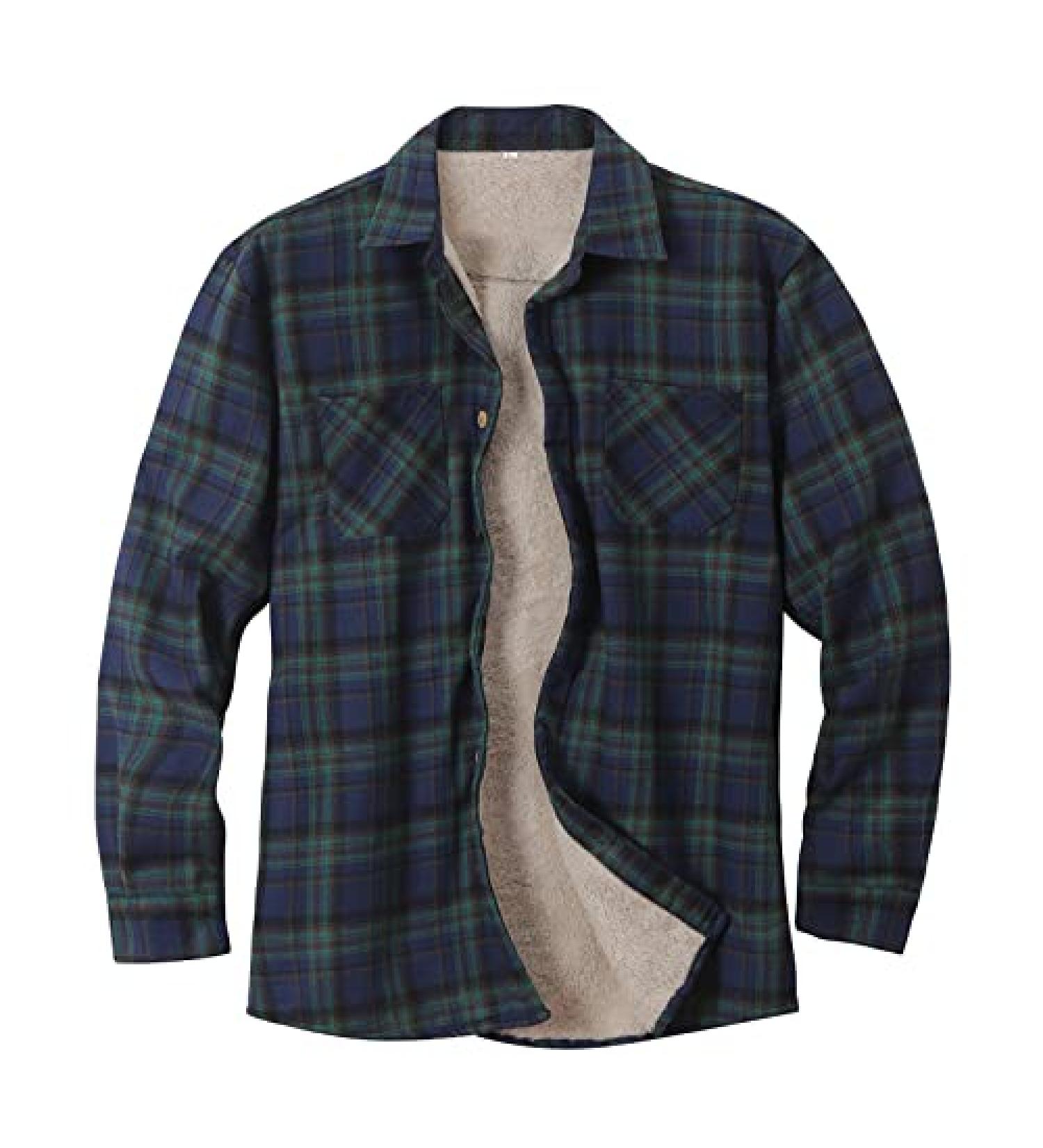 Burband Men's Sherpa Flannel Shirt - Green, XL - Buy Online on GoSupps.com