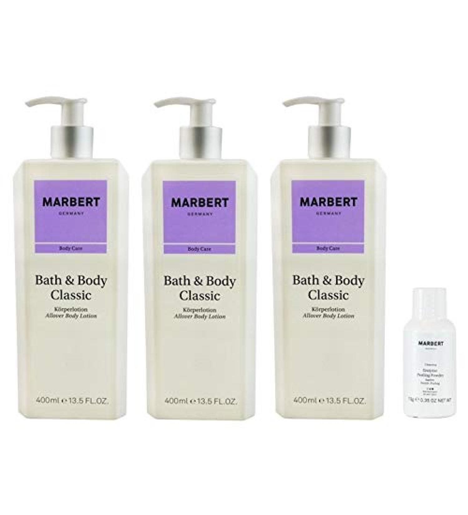 Marbert Classic Body Lotion Set - 3 x 400ml + Free Enzyme Peeling Powder 10g - International Shipping Available - Buy Online on GoSupps.com