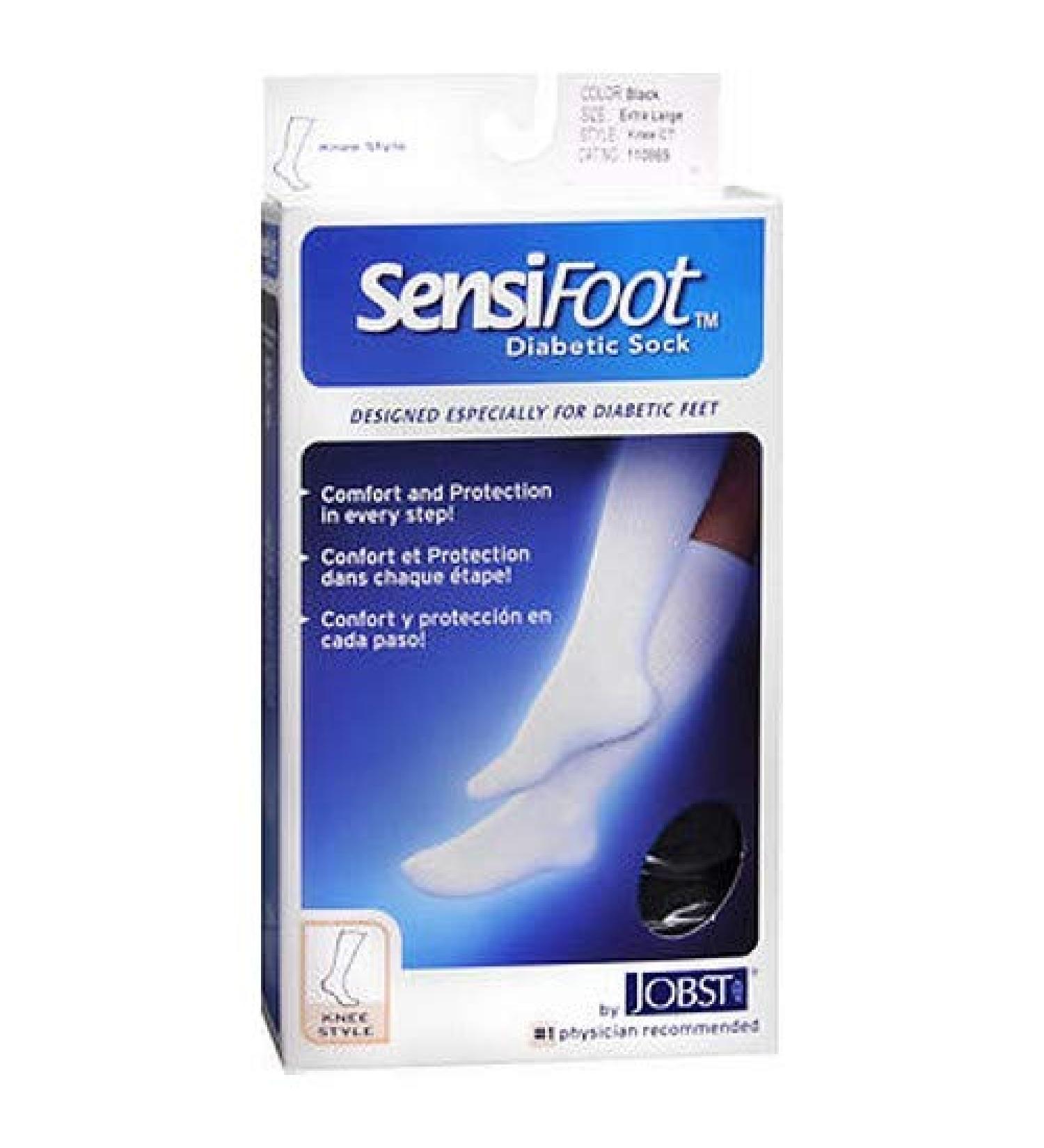 Jobst SensiFoot Diabetic Socks Knee-High Black XL - 1 pair Pack of 2