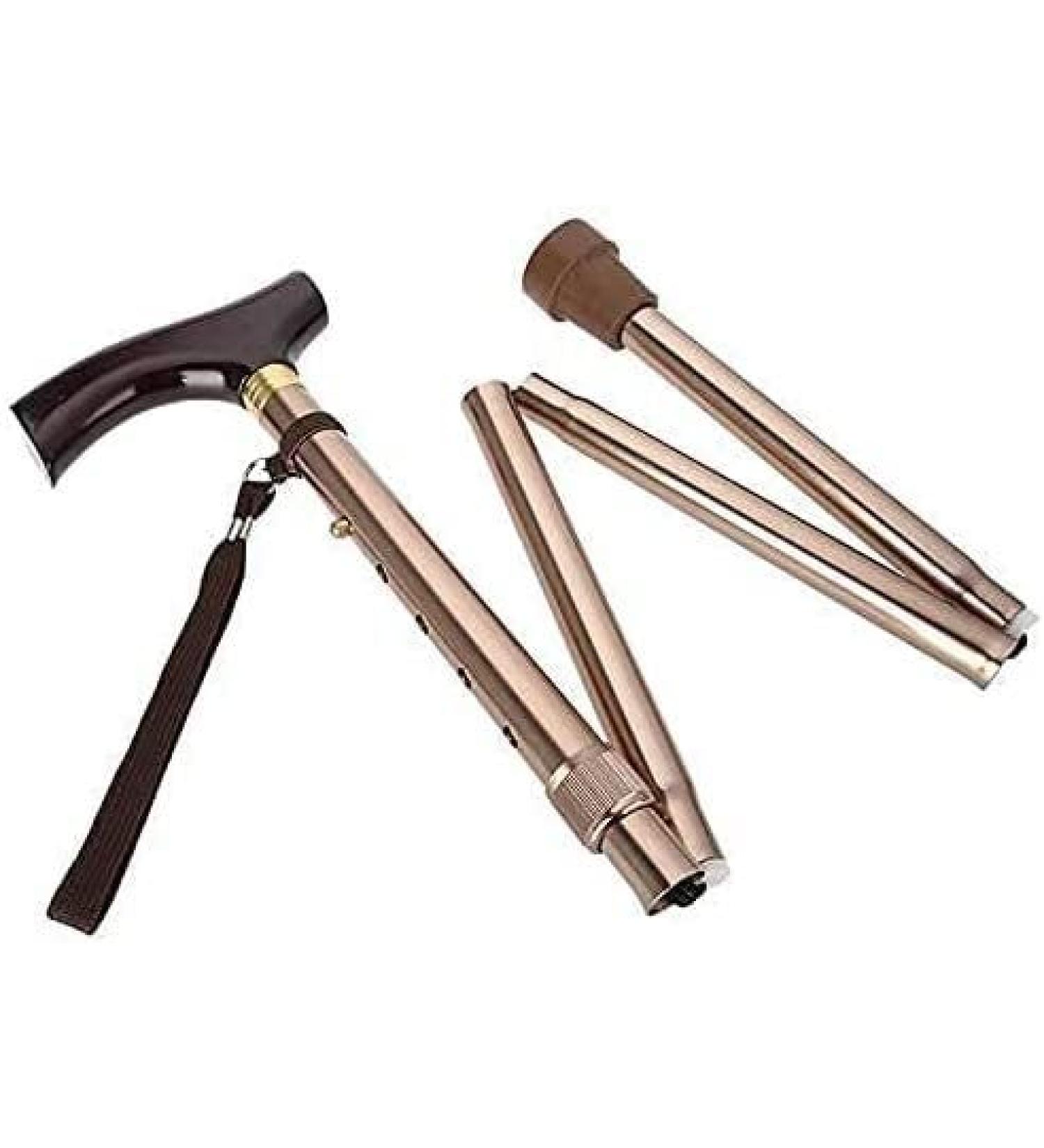 Adjustable Wooden Handle Foldable Elderly Safety Walking Stick Guide Blind Cane Crutch Bronze Parent's Gift powerfully - Buy Online on GoSupps.com