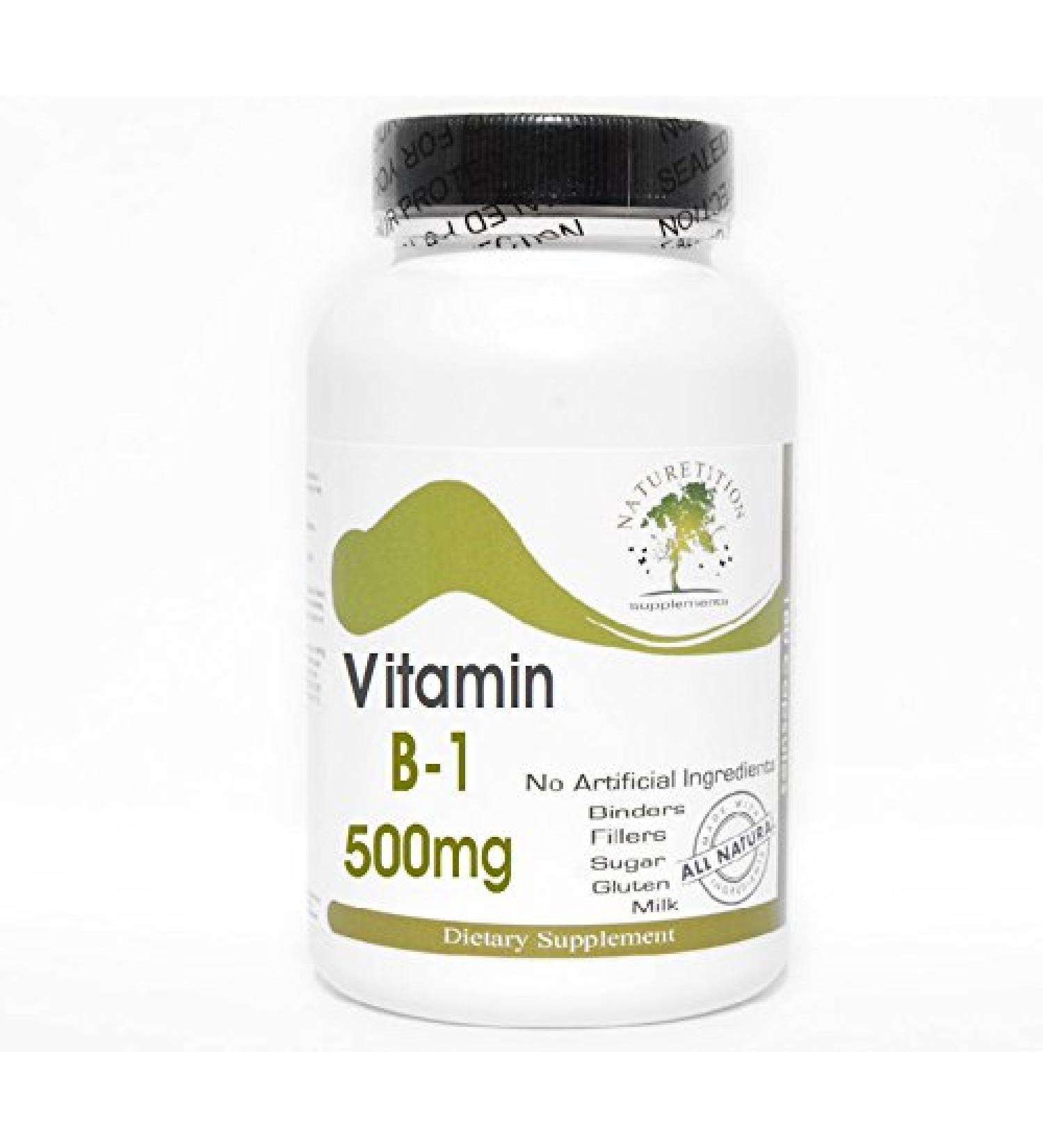 B-1 Vitamin 500mg 200 Capsules - No Additives Naturetition Supplements