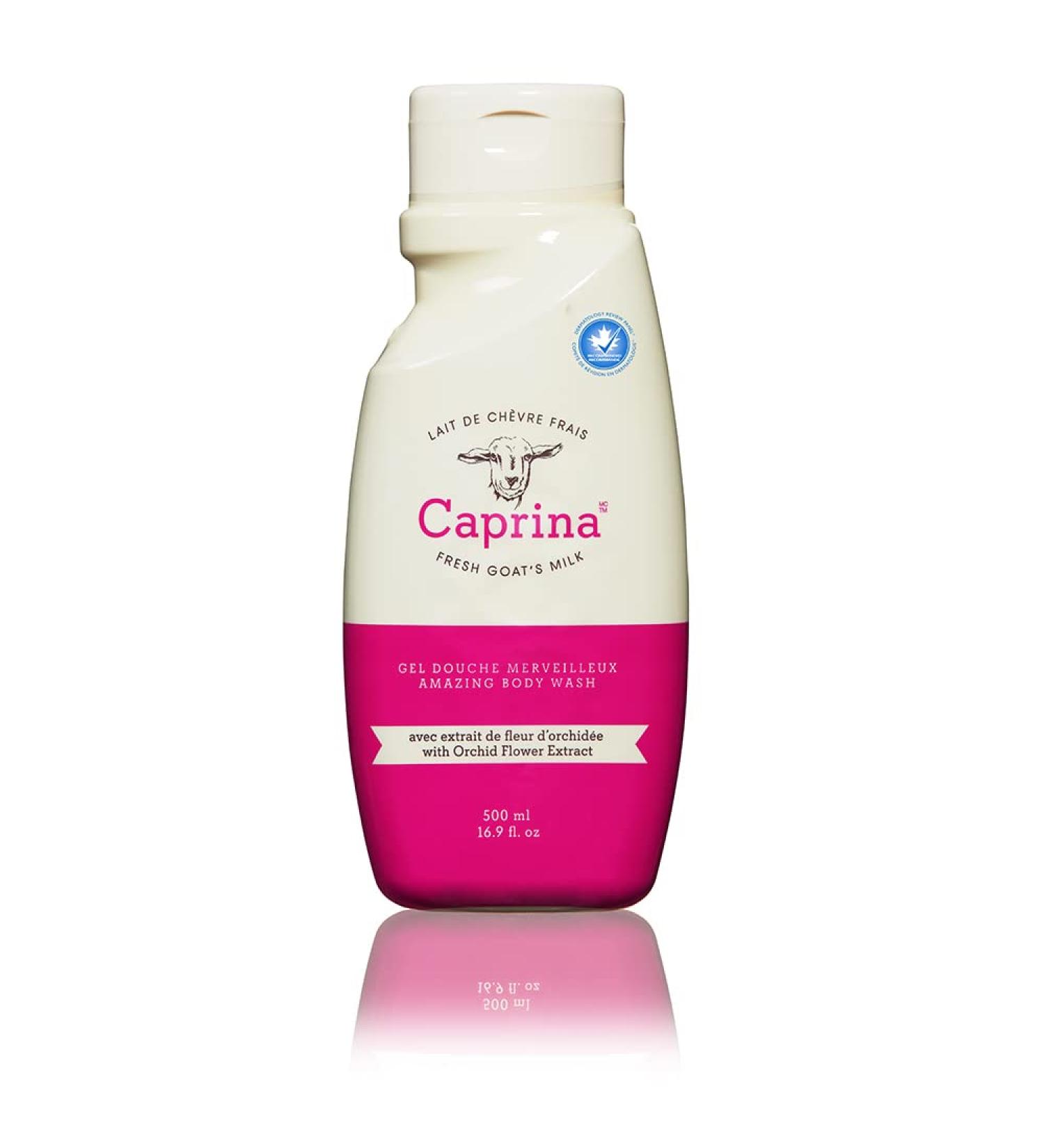 Caprina by Canus Body Wash - Moisturizing Goat Milk & Orchid Oil 16.9 Fl Oz - Gentle Soap with Vitamins A B2 B3 - International Shipping Available - Buy Online on GoSupps.com