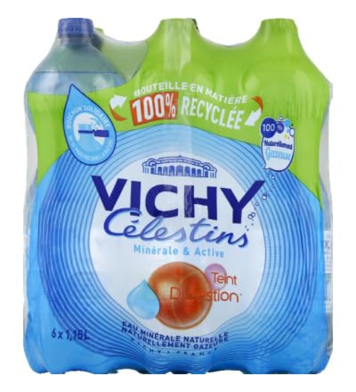 Vichy Celestins Natural mineral water naturally carbonated - 6 bottles of 1.15L