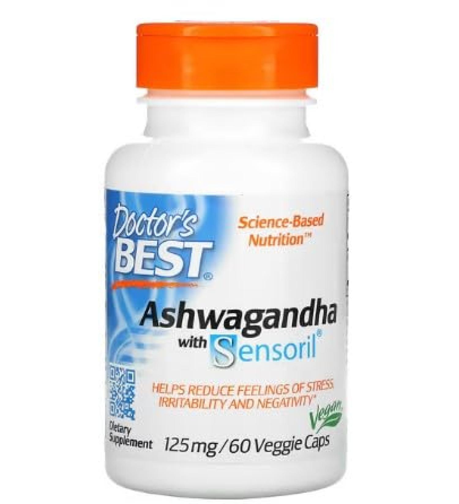 Doctor's Best Ashwagandha with Sensoril - 125mg - 60 Veggie Capsules | Wellness Support & Stress Management - Buy Online on GoSupps.com