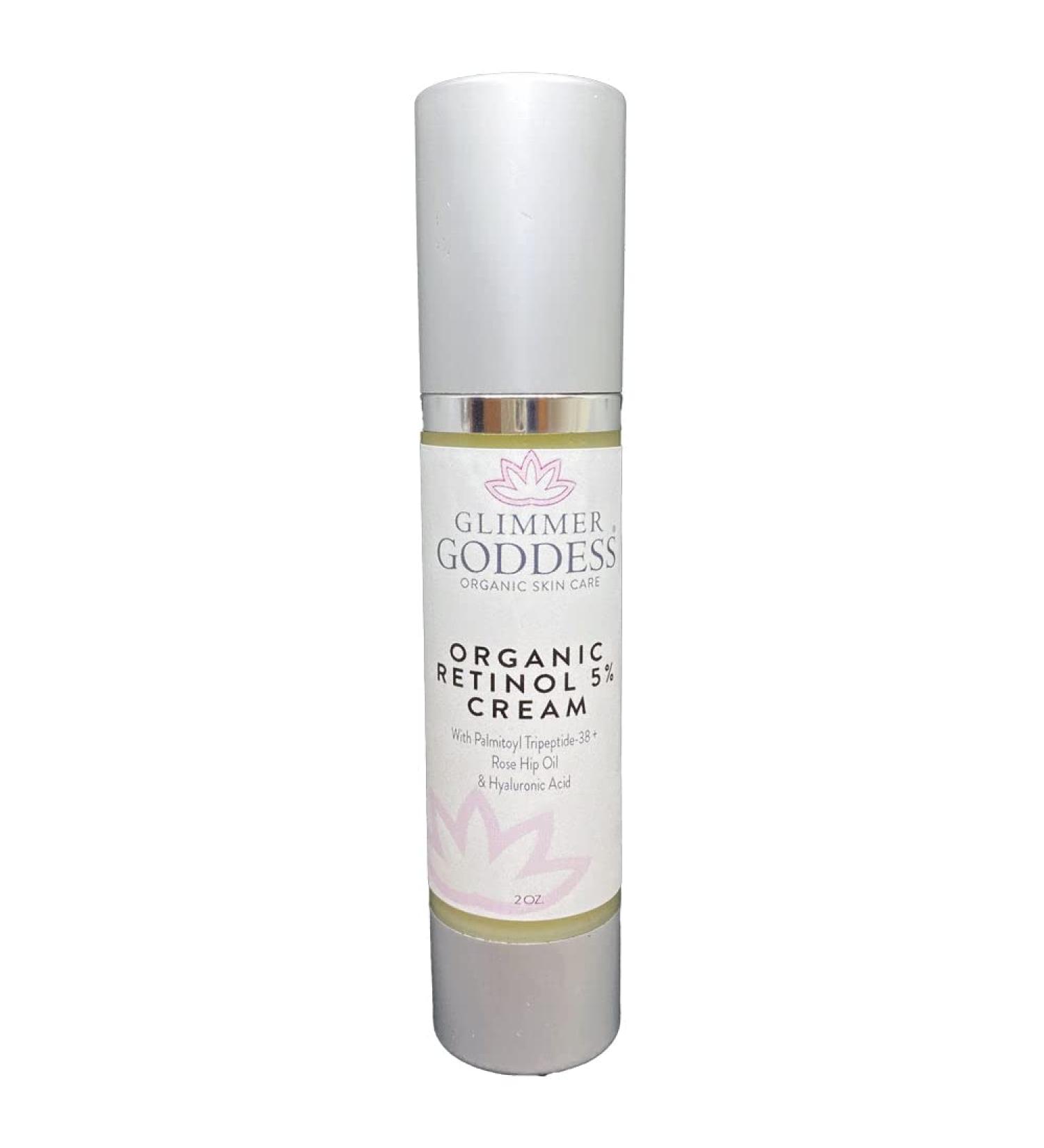 GLIMMER GODDESS Organic Retinol Wrinkle Repair Face and Neck Cream 2 oz - Summer Formula - Anti-Aging Hydrating Reduces Fine Lines Vegan Cruelty-Free Paraben-Free Natural Ingredients