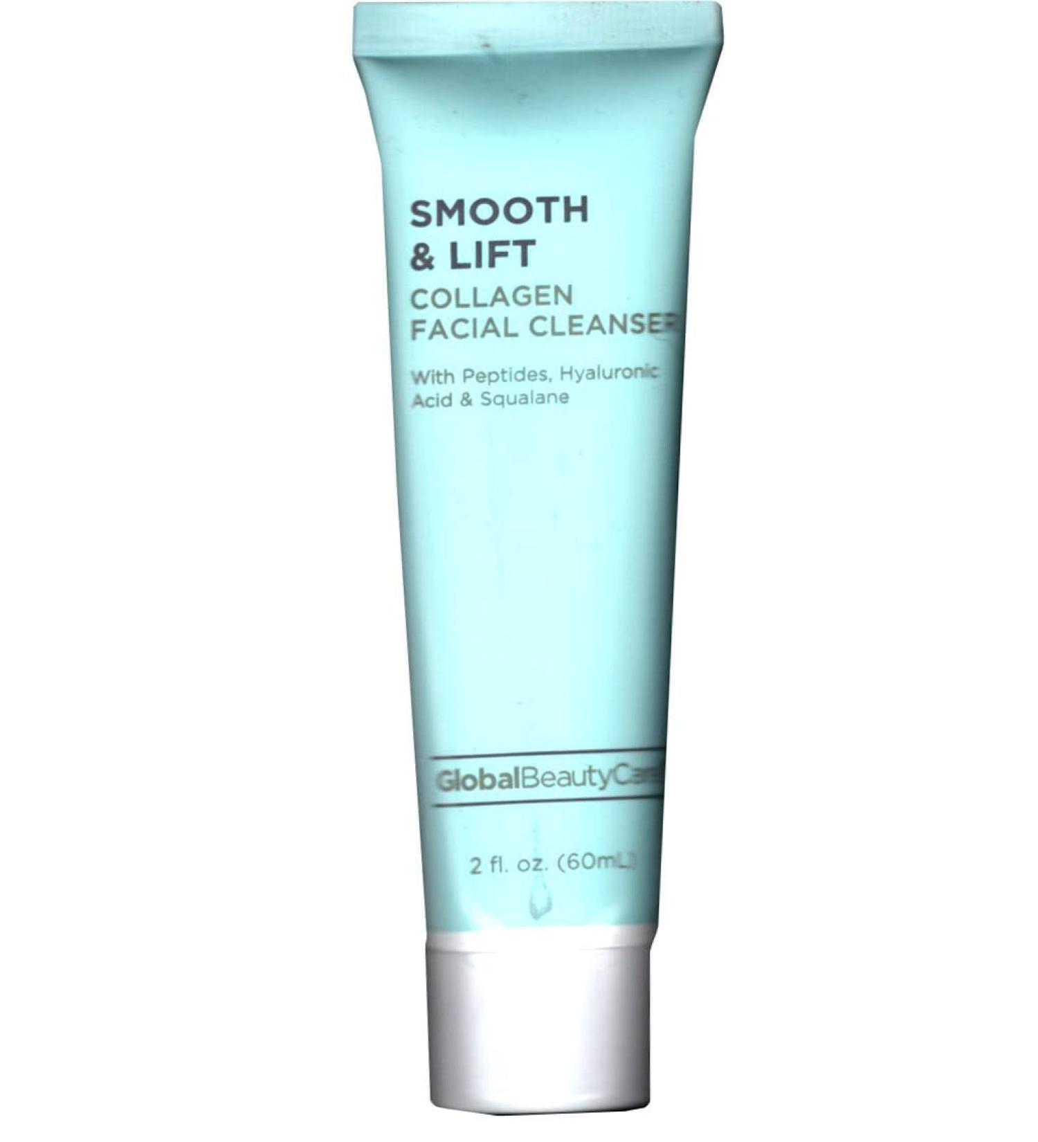 Global Beauty Care Smooth & Lift Collagen Facial Cleanser with Peptides Hyaluronic Acid & Squalane 2fl.oz 60ml 1 Ounce (Pack of 1)