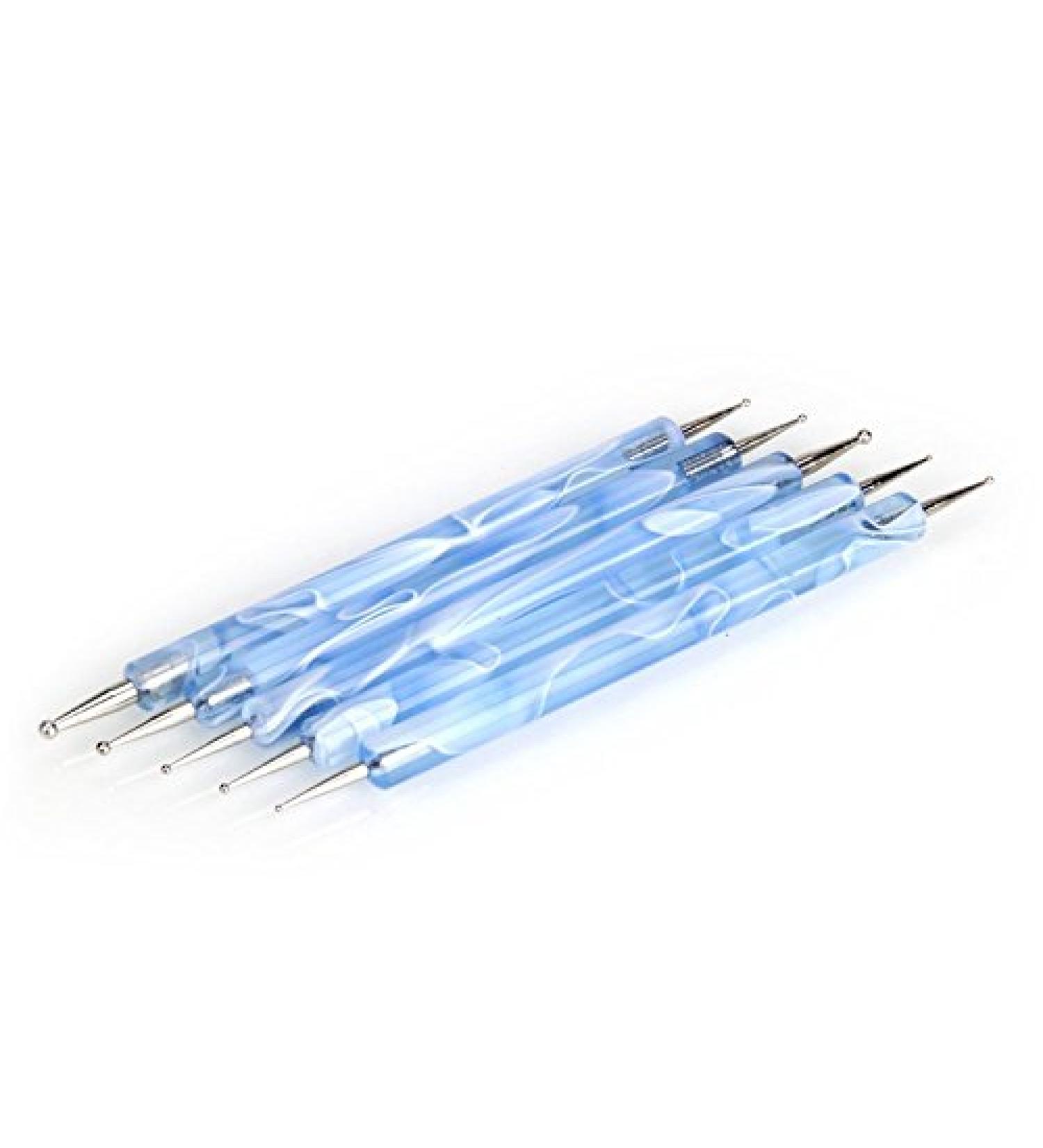 Hrhyme 5Pc 2 Way Dotting Pen Tool Nail Art Tip Dot Paint Manicure Kit - Blue - Buy Online on GoSupps.com