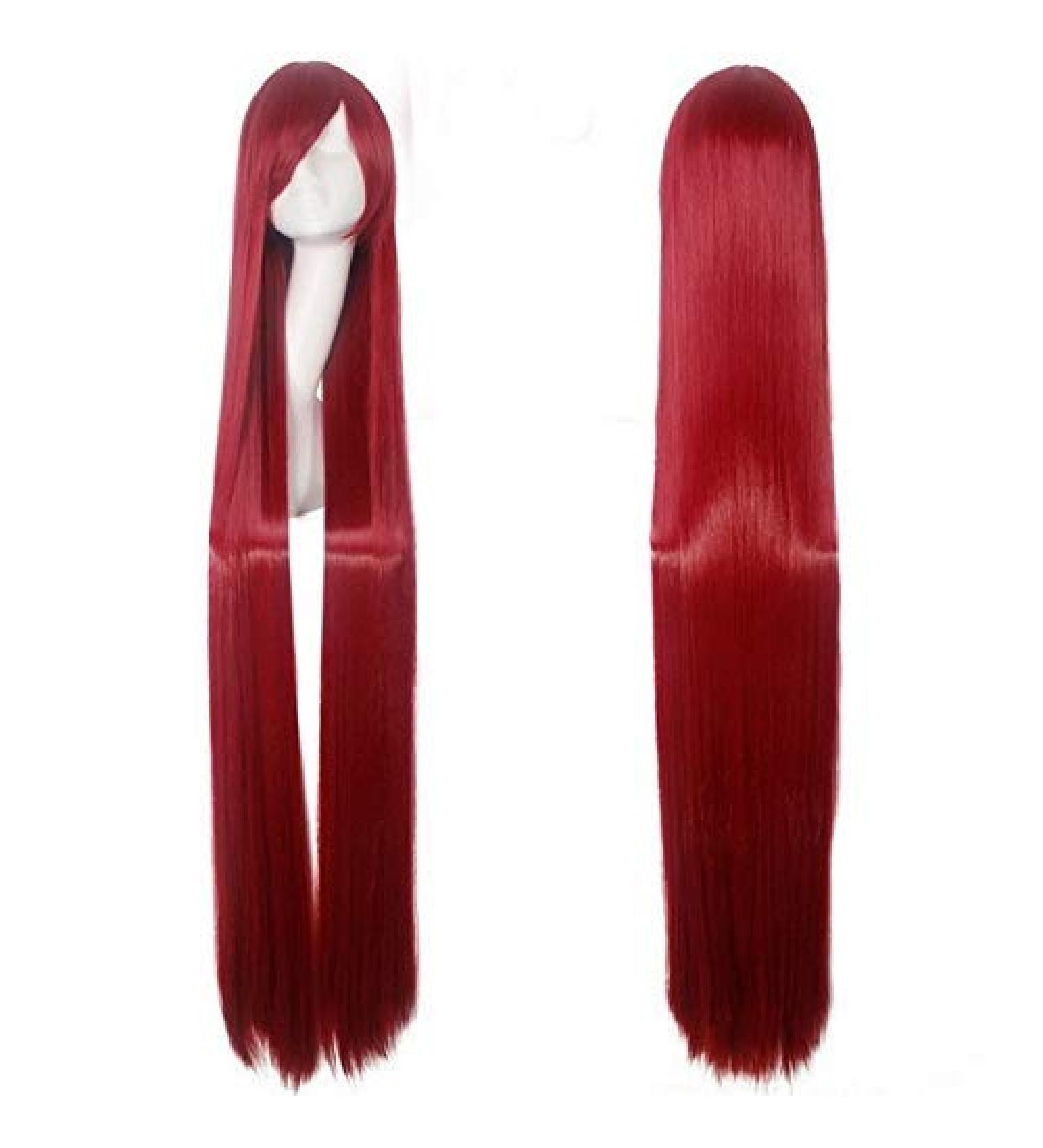 GJBXP 150cm Straight Super Long Anime Cosplay Wig with Bangs Synthetic Hair Black Blue Purple Red Orange White Wigs Women Rose Net White Red