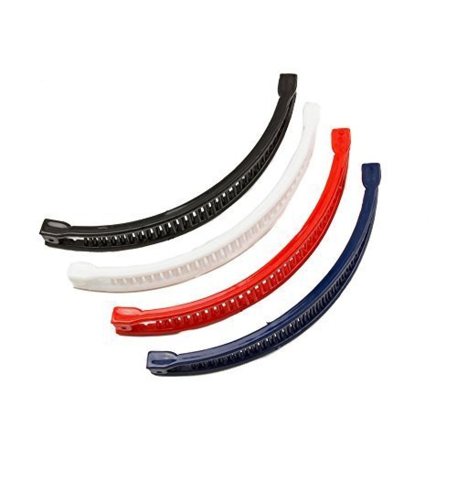Mytoptrendz -Set Of 4 Banana Hair Clip Long Banana Ponytail Comb Clip Red Navy white Black - Buy Online on GoSupps.com