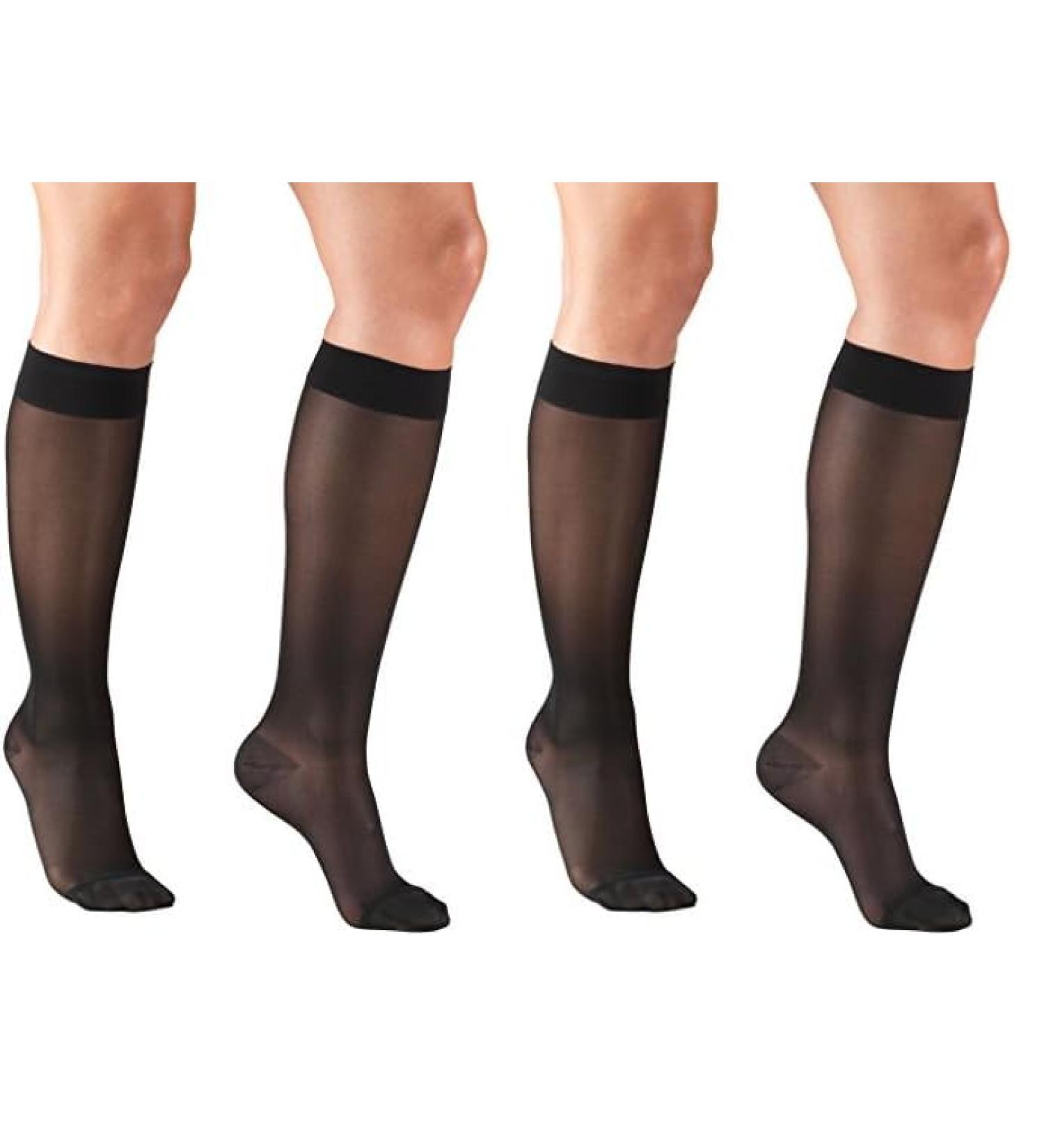 Truform Sheer Compression Stockings for Women - 15-20 mmHg Knee High 20 Denier Black Small (Pack of 2) - International Shipping Available - Buy Online on GoSupps.com