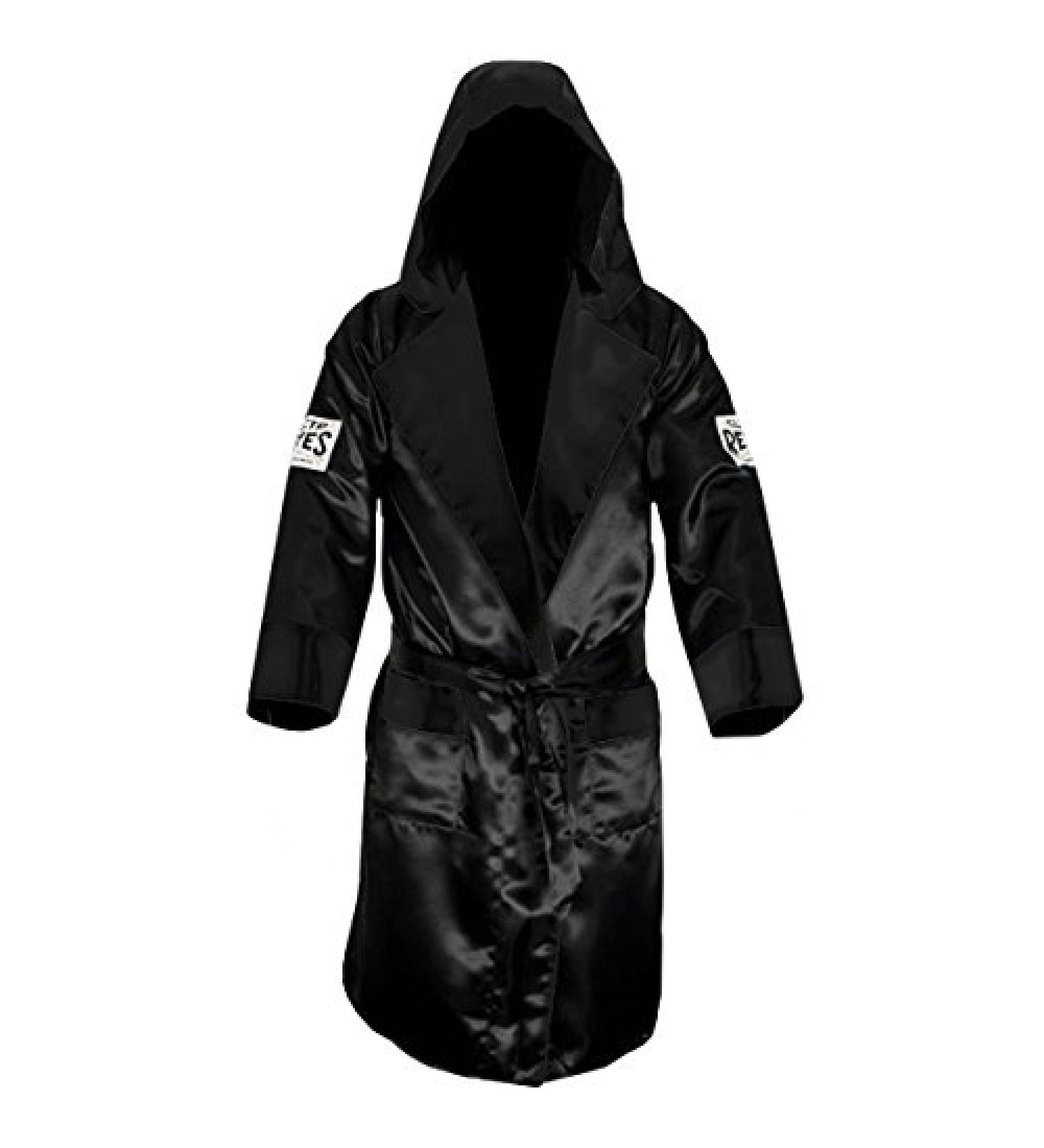 Cleto Reyes Satin Boxing Robe with Hood - Large - Black