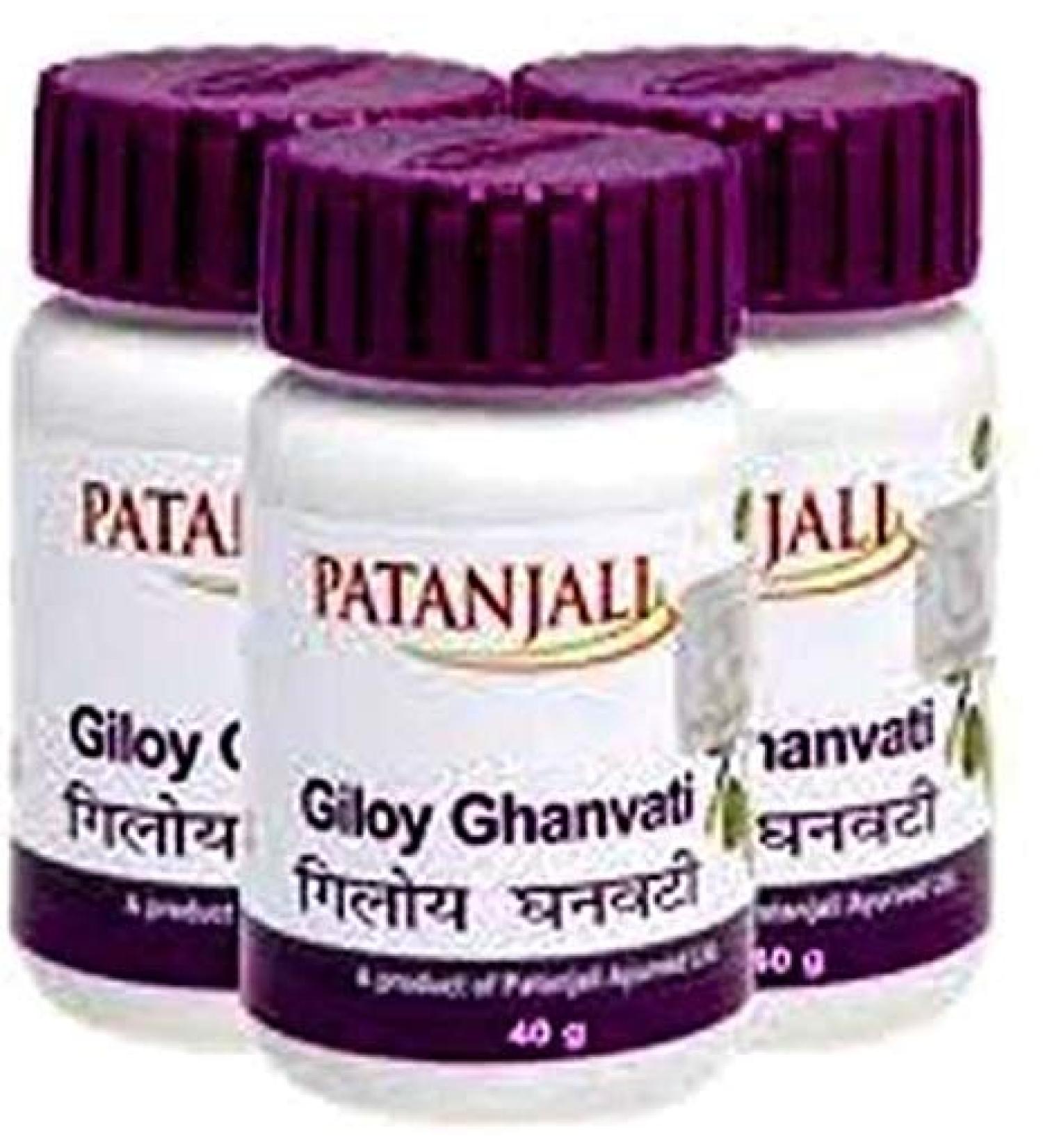 Patanjali Giloy Ghan Vati - 60 Tablets Pack of 3 60 Count (Pack of 3)
