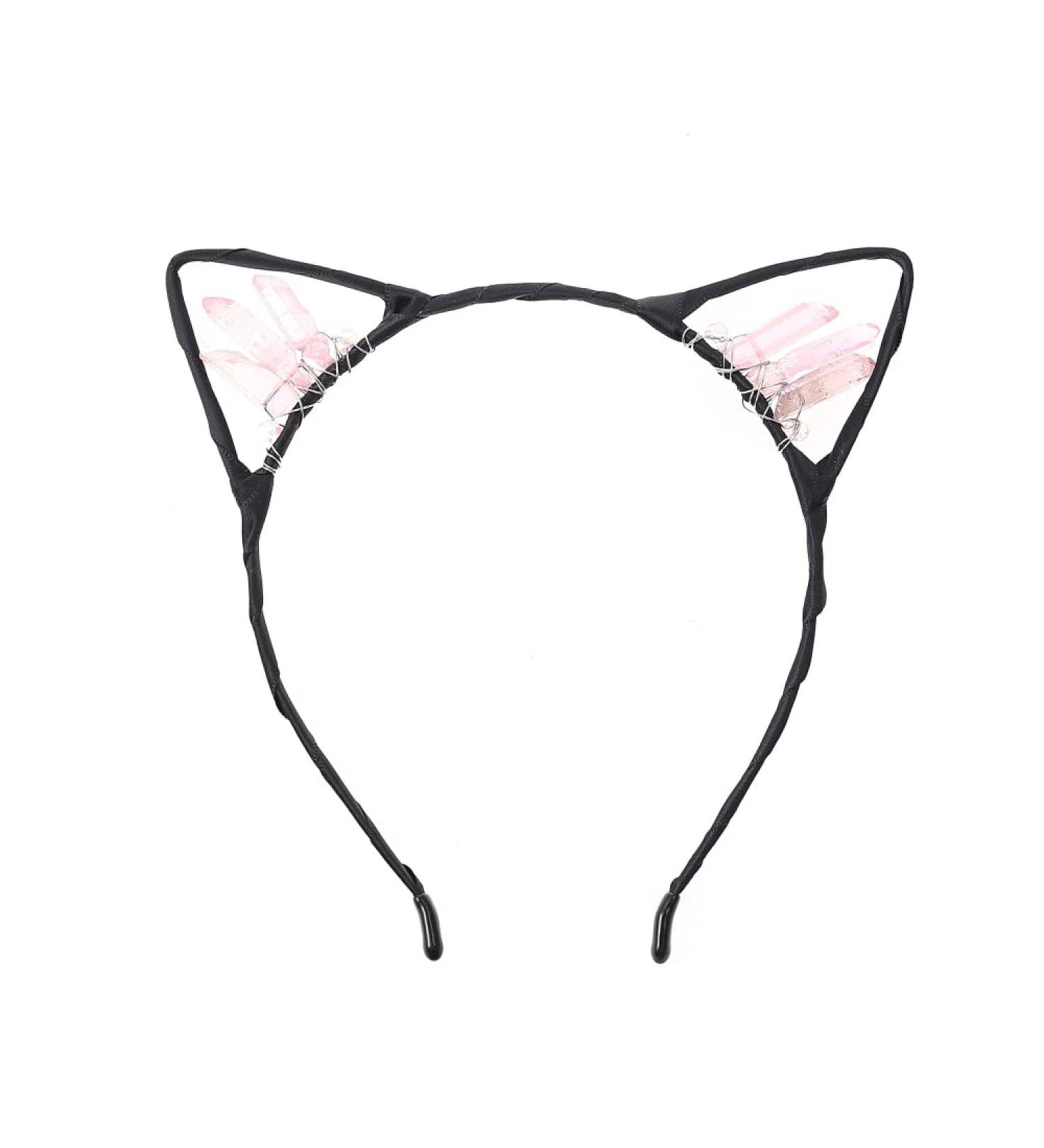 Bubbmi Crystal Cat Ear Hair Hoop Headband - Pink Hair Accessories for Women and Girls - Buy Online on GoSupps.com