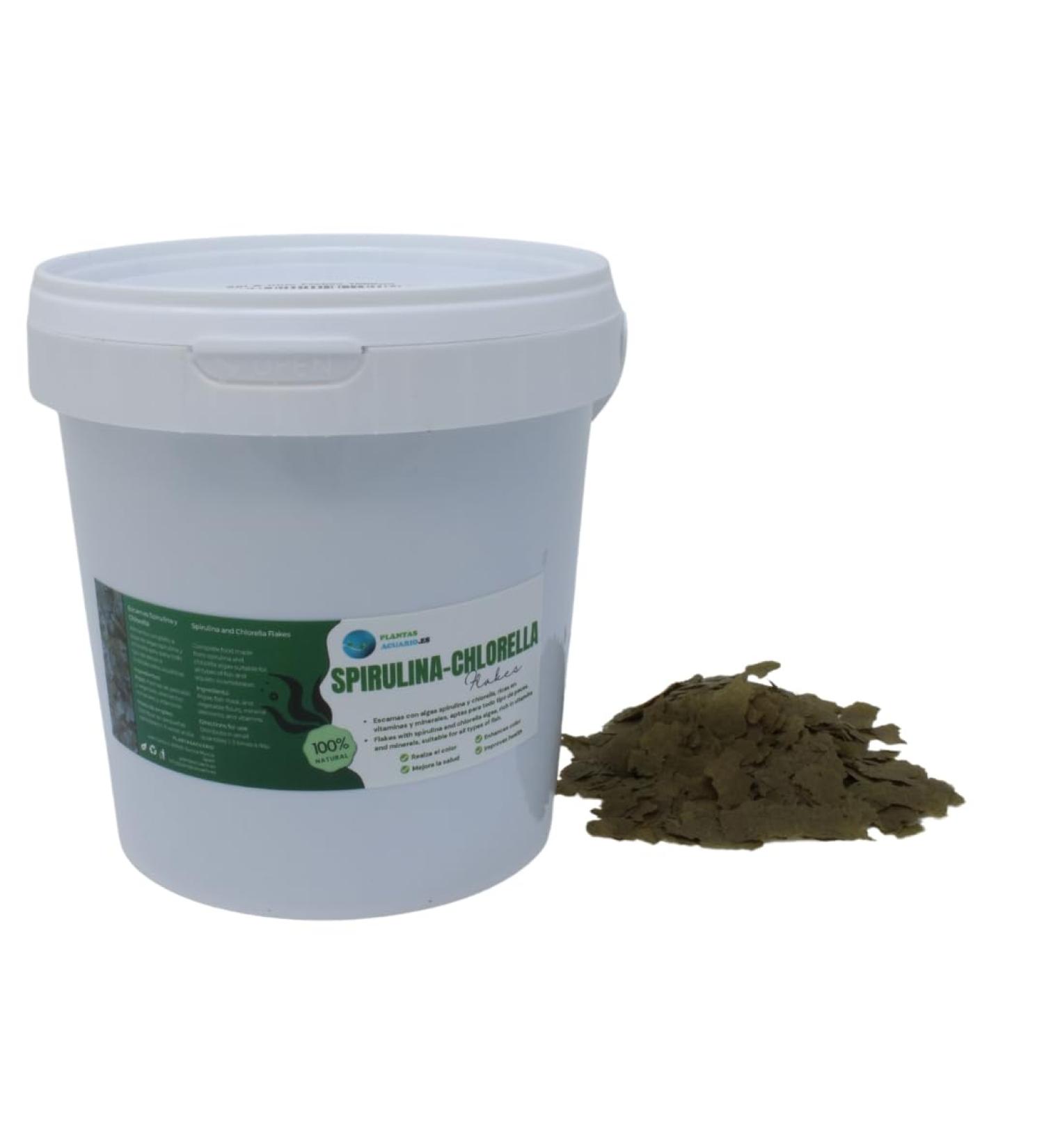 Spirulina - Chlorella Flakes Plantasebuario 1000 ML Aliment en Flocons Base d'algues pour Tous Types de Poissons