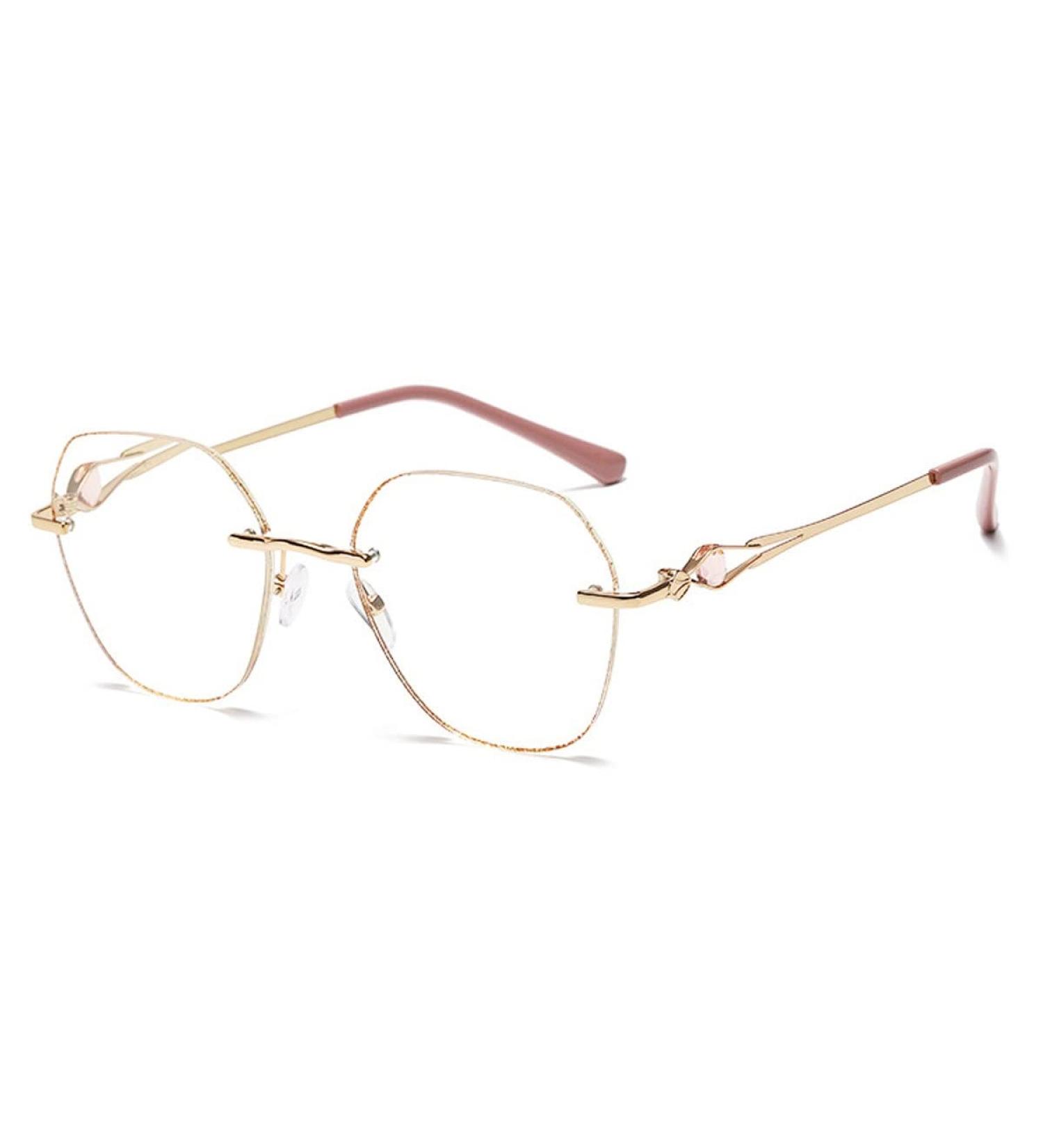 Zukky AM22 Anti-Blue Light Round Reading Glasses for Women - Gold Powder Large Lens (2.5x) - Borderless Design - Buy Online on GoSupps.com