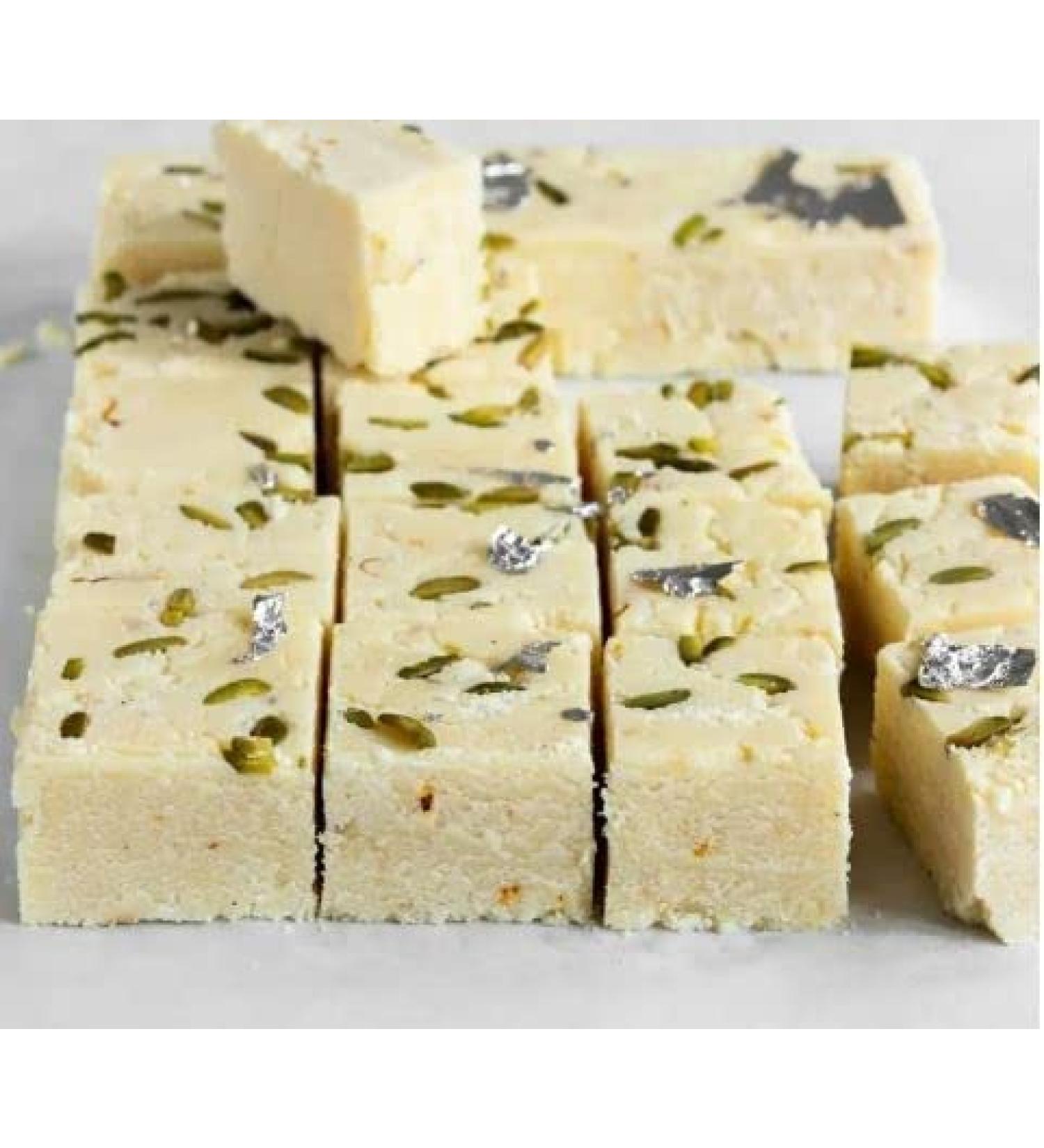 White Barfi 500g Indian Traditional Sweet Best Gift For All Occasions Raksha Bandhan Diwali Holi Ganesh Chaturthi Festival Treat For Family & Friends Sweet 1 Count (Pack of 1)