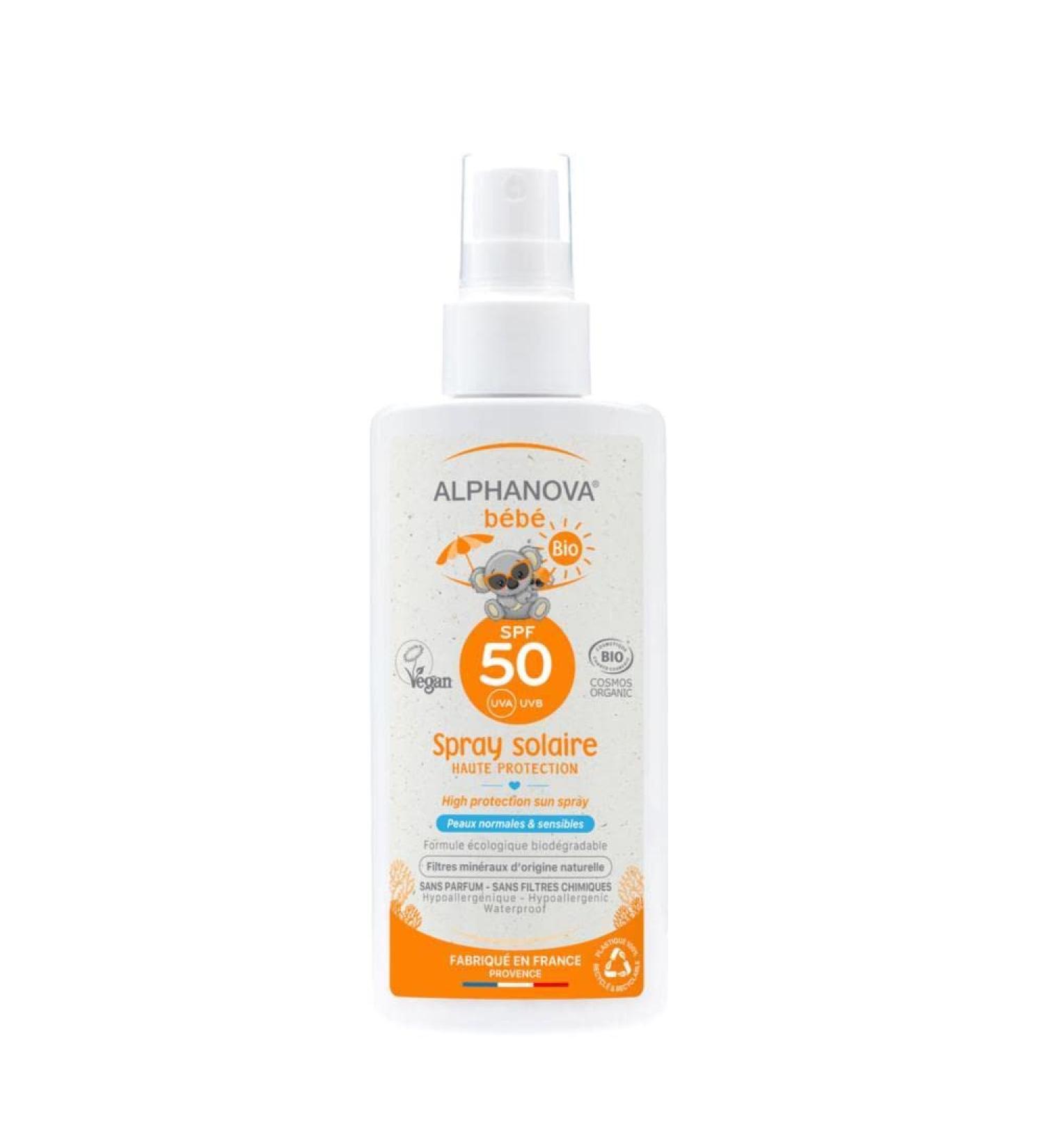 Buy Alphanova Baby Sunscreen Spray - Hypoallergenic SPF50 Organic & Safe for Kids - 125g International Shipping Available - Buy Online on GoSupps.com