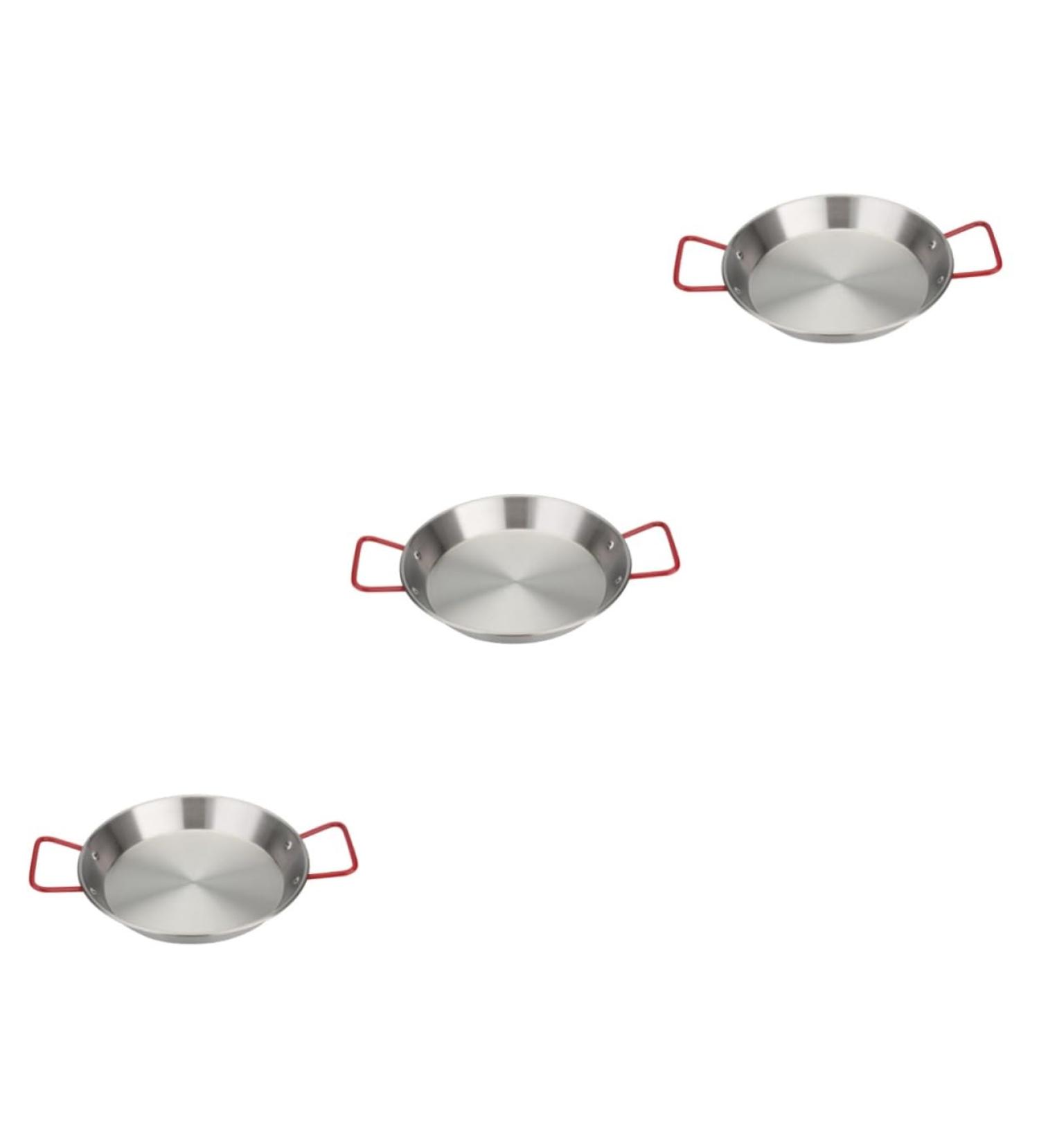 HOMSFOU 3pcs Skillet Pan Stainless Steel Paella Cooking Pan Outdoor Paella Pan Nonstick Frying Pans Camping Pan Paella Cooking Pot Skillet with Lid Wok Kitchen Gadget Kitchen Supplies Egg 28*24.5CMx3pcs Silverx3pcs - Buy Online on GoSupps.com