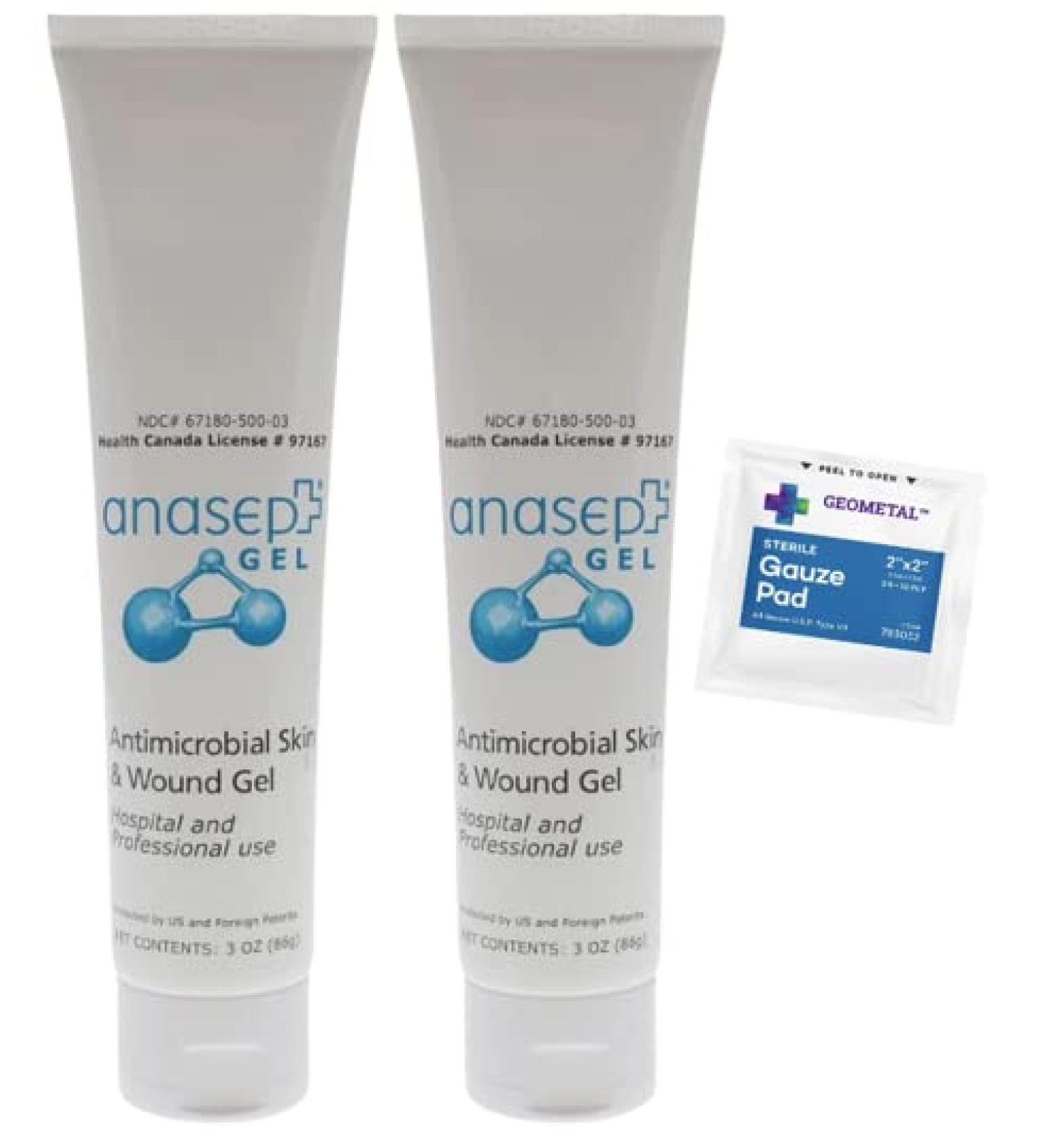 Anasept Skin and Wound Gel 3 oz. Tube - Pack of 2 | Fast Healing Formula - Buy Online on GoSupps.com