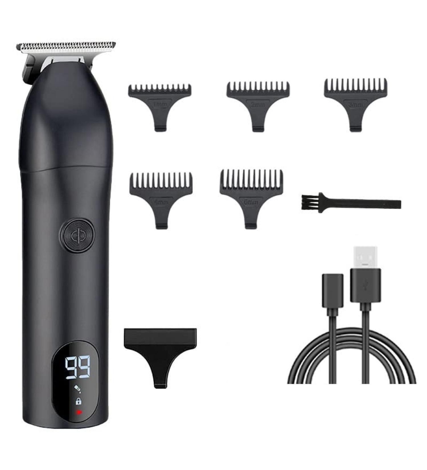 High-Quality Hair Clippers for Men - Rechargeable Barber Shop Trimmer & T-Blade for Precise Hairstyle Carving (LCD Black - Buy Online on GoSupps.com