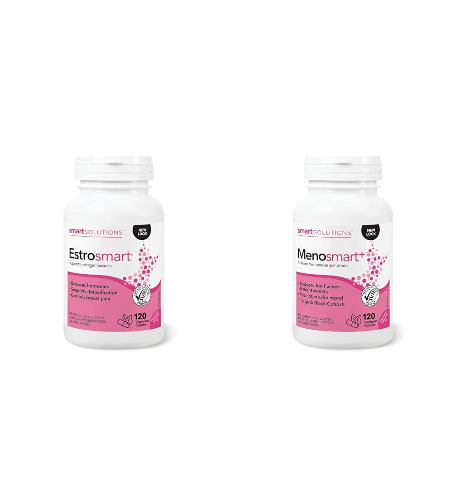 ESTROsmart - Hormone Support Supplement - 120 Capsules + Smart Solutions Menosmart Plus 120 Caps - Buy Online on GoSupps.com