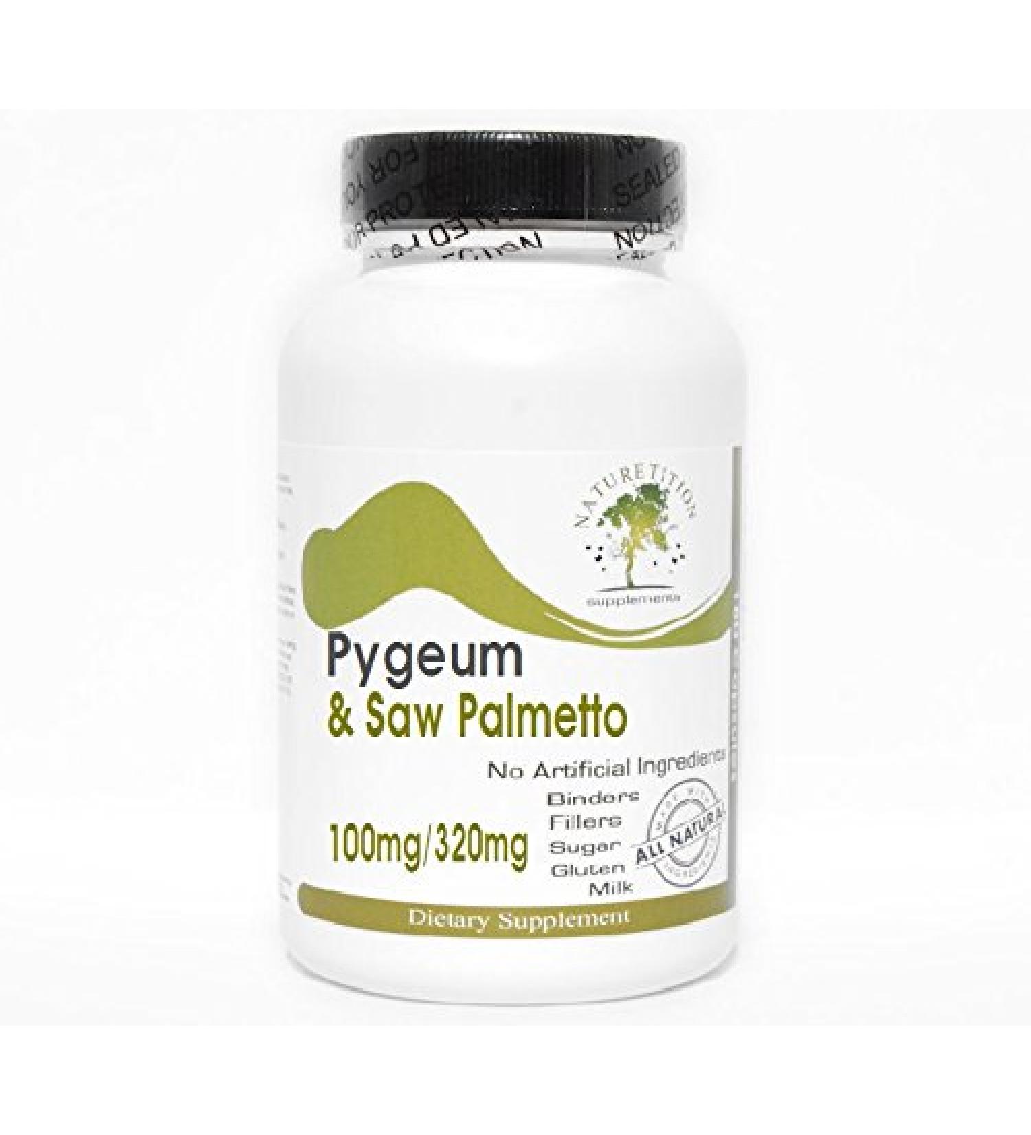Pygeum 100mg & Saw Palmetto 320mg Standardized Extract 200 Capsules - No Additives Naturetition Supplements