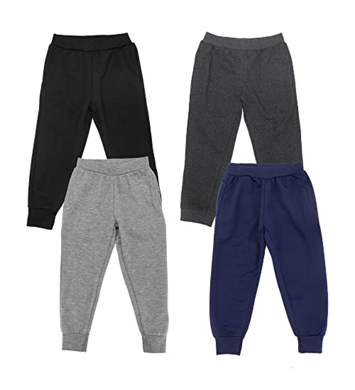 Studio 3 Boy Sweatpants 4 Pack - Active Fleece Jogger Pants in Black/Charcoal/Grey/Navy - Sizes 7 - Buy Online on GoSupps.com