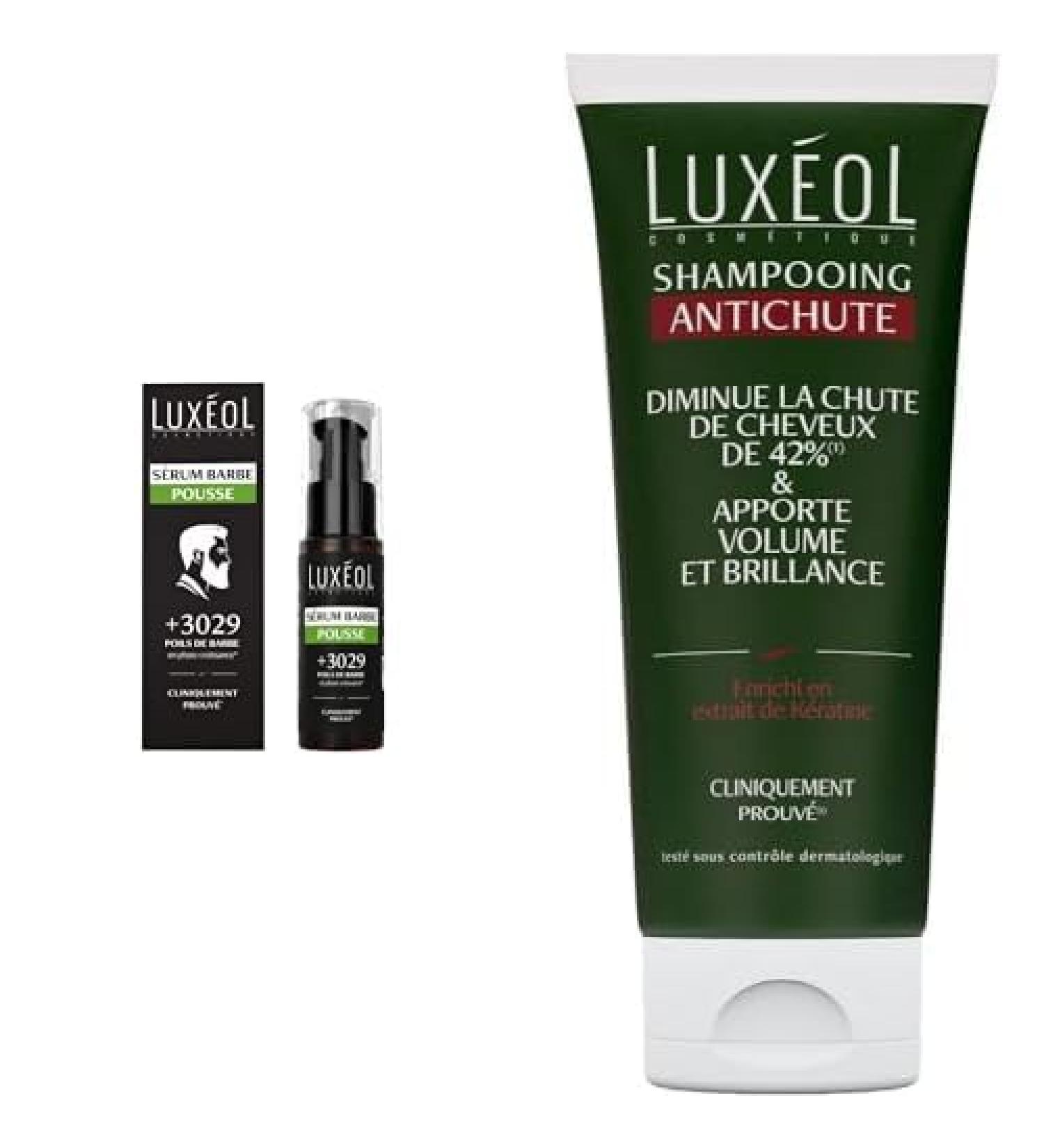 LUX OL - S rum Barbe Pousse - Densit & Epaisseur - Aide La Pousse De La Barbe & Am lioration Du Poils - Fabriqu En Europe - 60ml & Shampooing Antichute - Volume & Brillance - 200ml + Shampooing Antichute 200ml - Buy Online on GoSupps.com