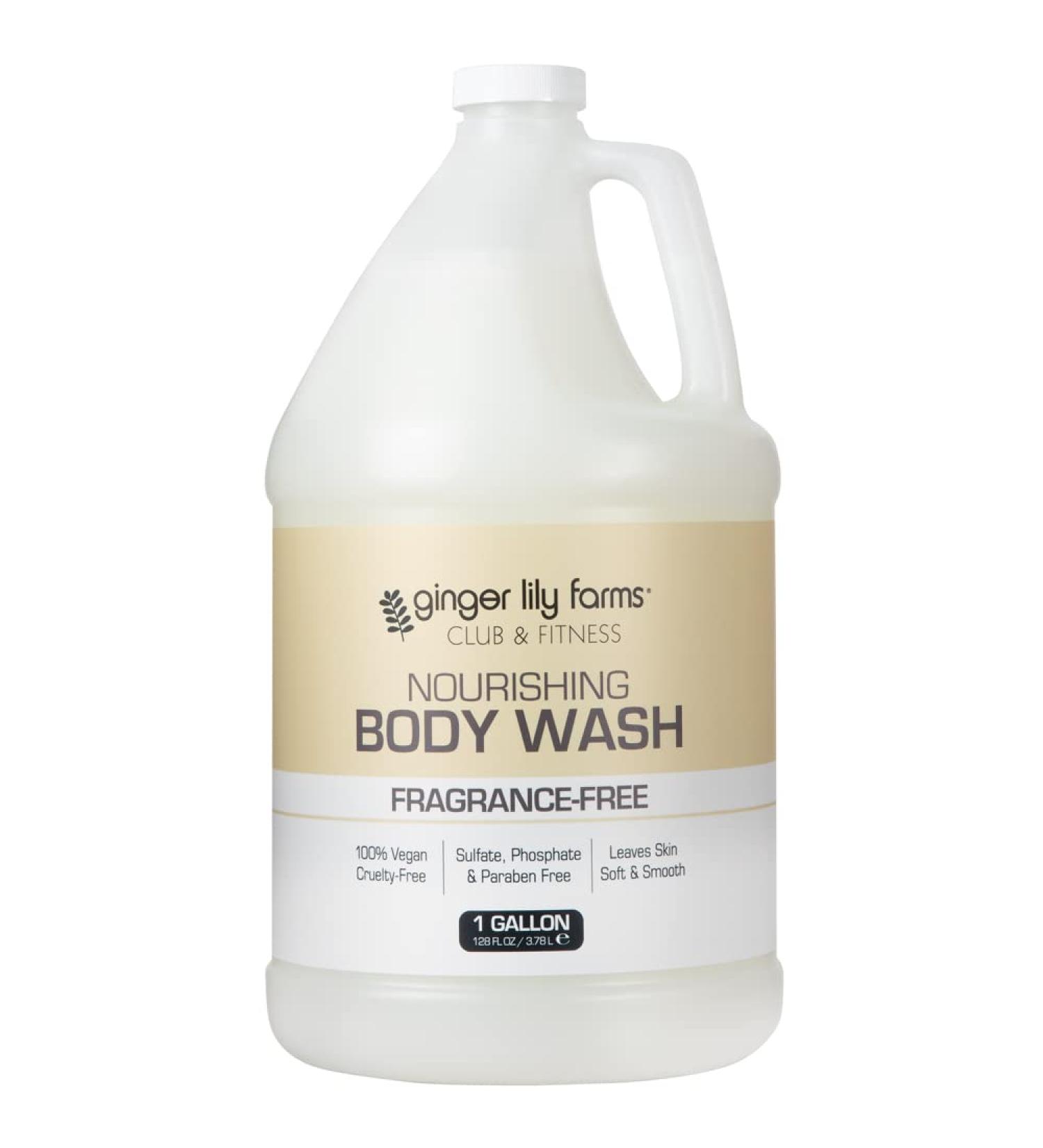 Ginger Lily Farms Club & Fitness Nourishing Body Wash - 1 Gallon | Vegan & Cruelty-Free Bath Gel for Men and Women | Fragrance-Free Shower Gel - Buy Online on GoSupps.com