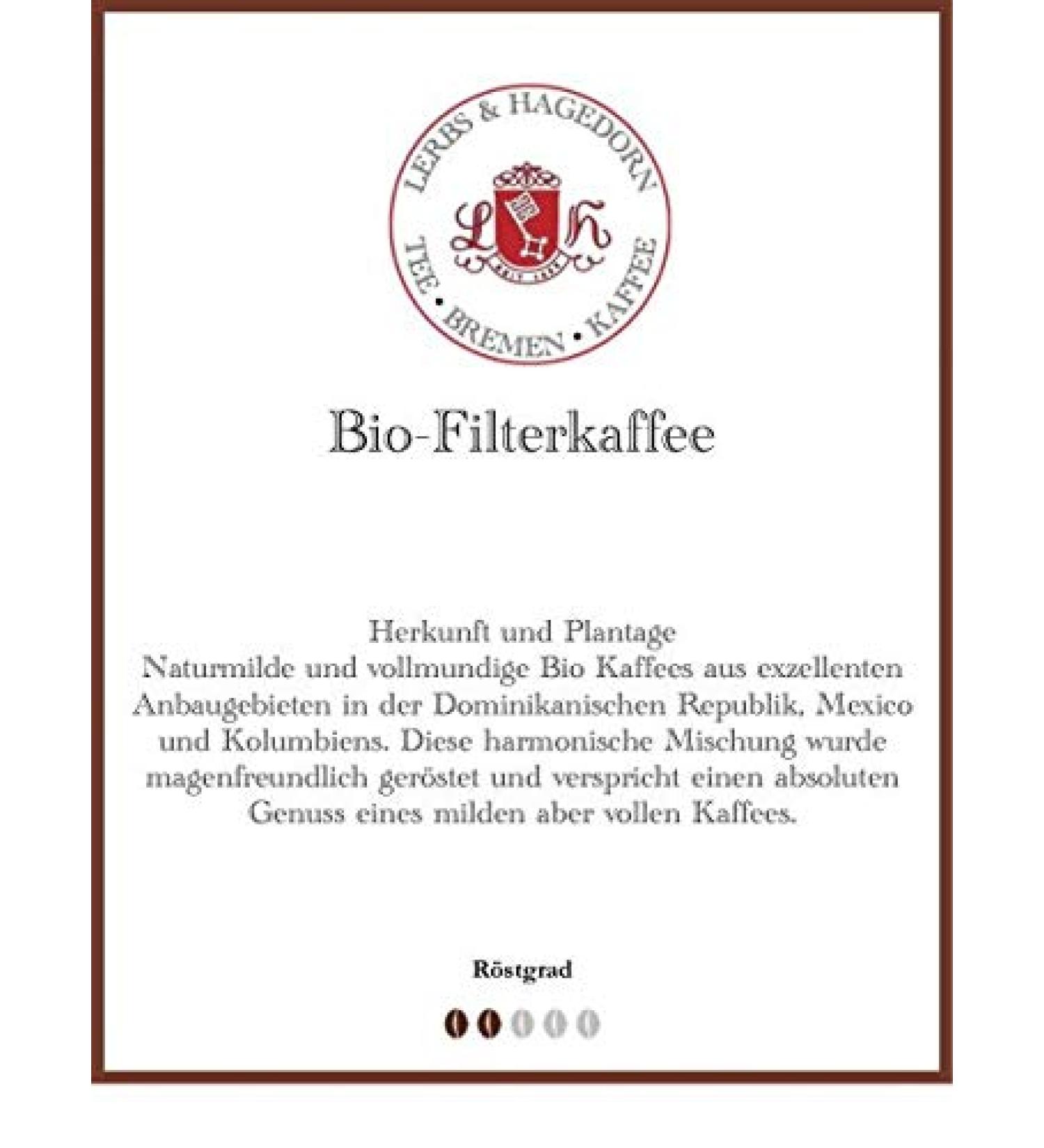 Lerbs & Hagedorn Organic Filter Coffee 1 kg