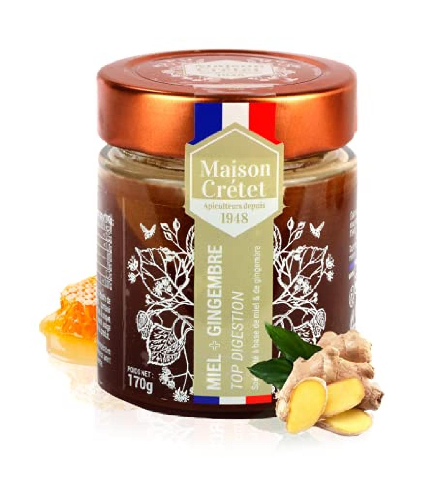 Maison Crétet | Honey and ginger | honey from France | 1 glass jar | preparation in 170 g jar