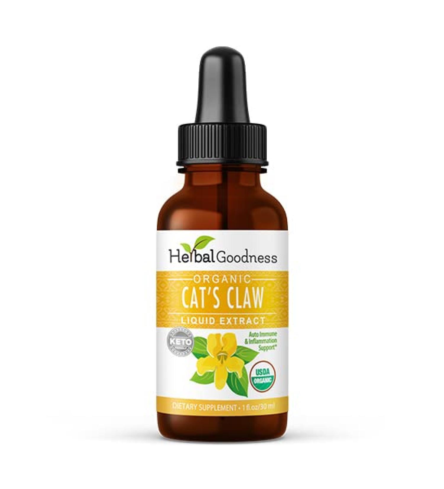 Cat's Claw Extract Joint Support - Herbal Supplement for Joint and Muscle Function Immunity Heart Support - Gluten Free - Superior Absorption - Organic Liquid 1oz - Herbal Goodness (1 bttl) 1 Fl Oz (Pack of 1) - Buy Online on GoSupps.com