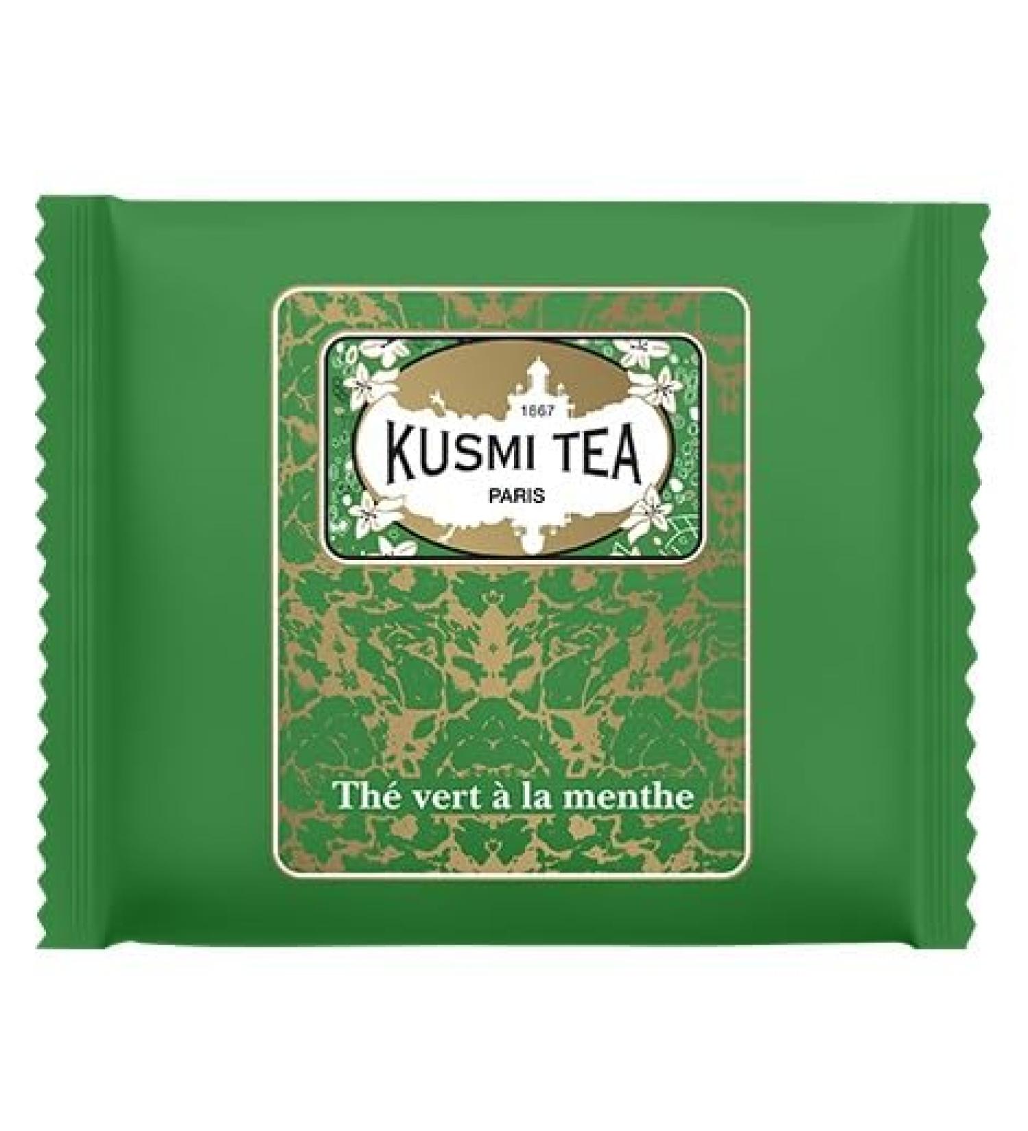 KUSMI TEA - SPEARMINT GREEN TEA ORGANIC - Box of enveloped tea bags (50)