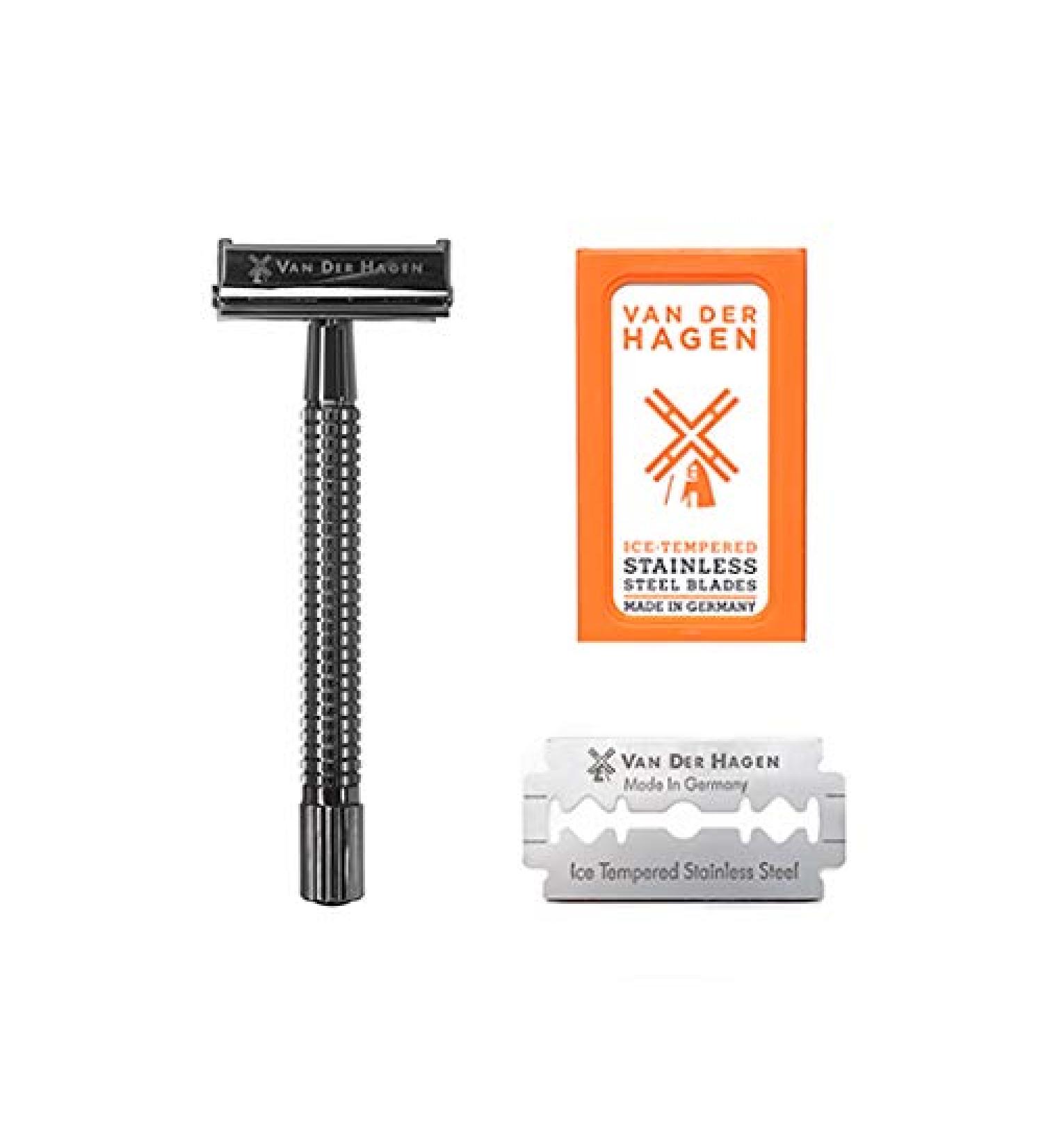Van Der Hagen 110MM Gun Metal Safety Razor Kit - Smooth Shave Guarantee - Buy Online on GoSupps.com