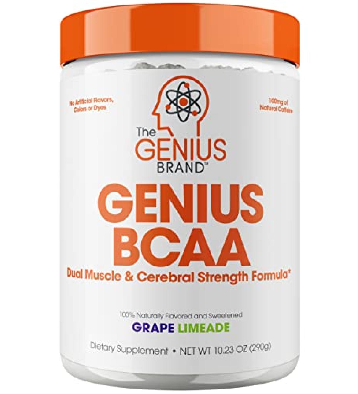Genius BCAA Powder - Nootropic Amino Acids & Muscle Recovery - Grape Limeade - 287g - Buy Online on GoSupps.com