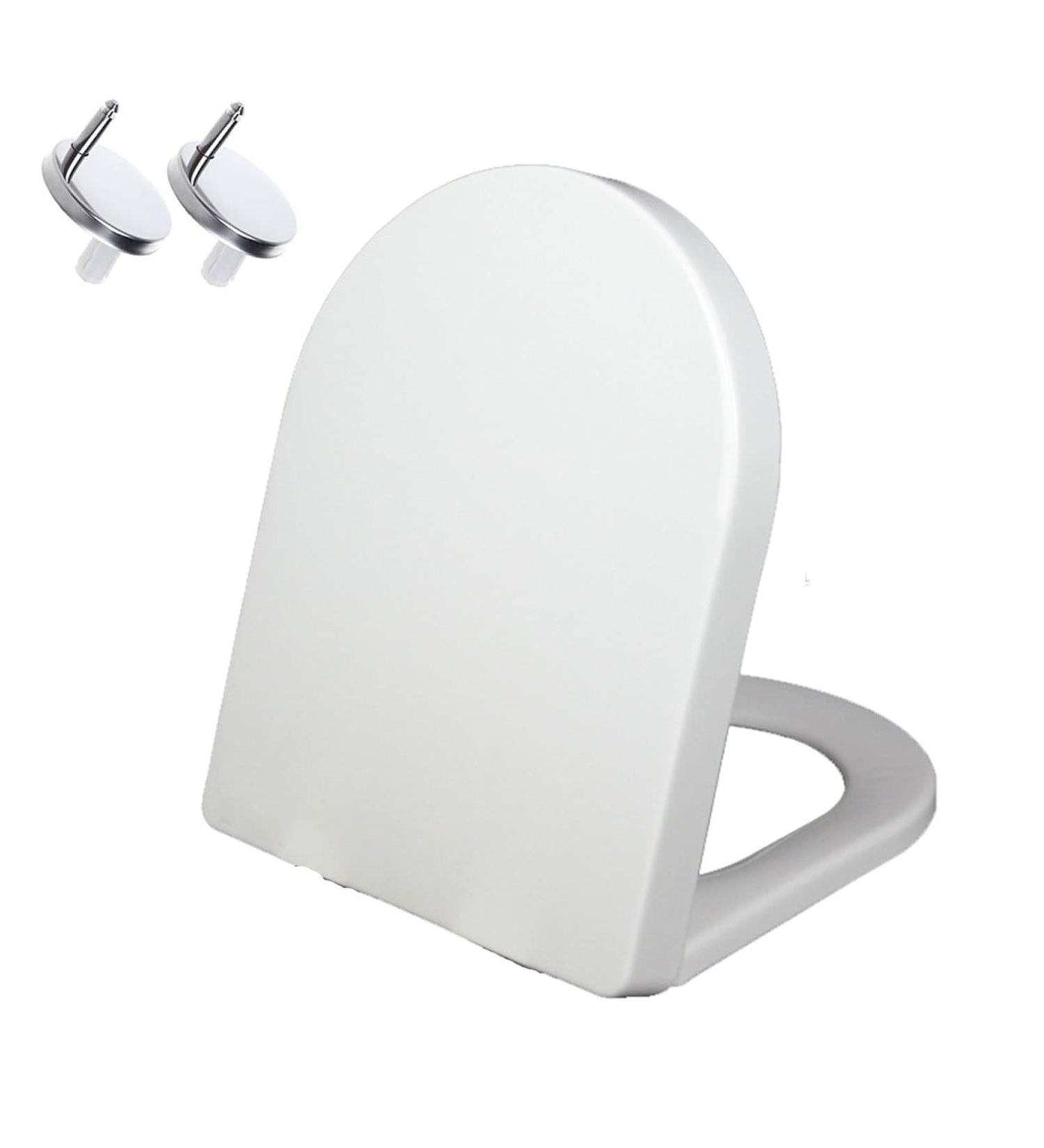 D Shaped Soft Close Toilet Seat White Simple Installation with Firmer Top Fixing & Adjustable Hinges Toilet Seats Quick Release Cleaning 9012 Little Surprise - Buy Online on GoSupps.com