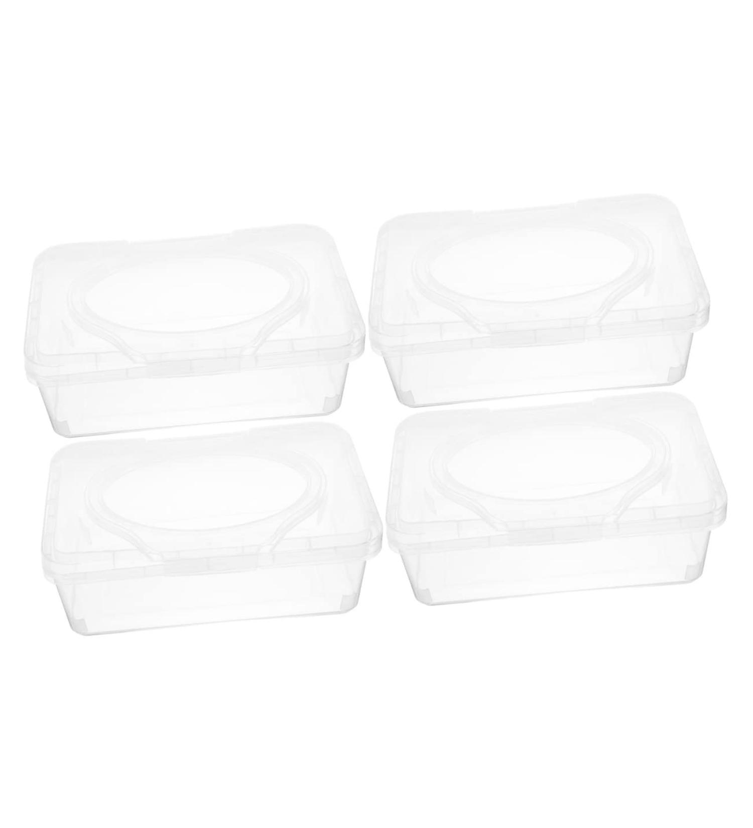 Hoement 4-Piece Baby Towel Holder Set | Wet Wipe Container & Diaper Organizer | Travel Tissue Box | Transparent Design | 19.5x12.5x7.5cm - Buy Online on GoSupps.com