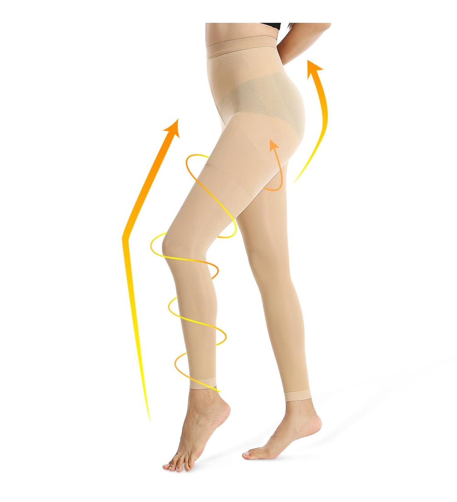 Beister Medical Compression Tights 20-30 mmHg for Men & Women - Footless Graduated Support Pantyhose - High Waist Circulation Leggings for Varicose Veins, Edema, DVT - Beige - Buy Online on GoSupps.com
