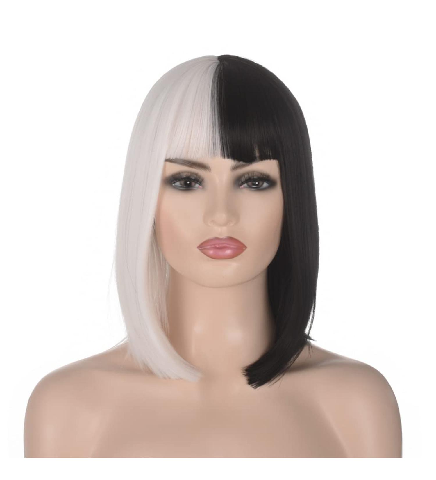 Half Black Half White Bob Wig for Women - Atayou 13 Straight Cosplay & Halloween Costume Hair - Buy Online on GoSupps.com