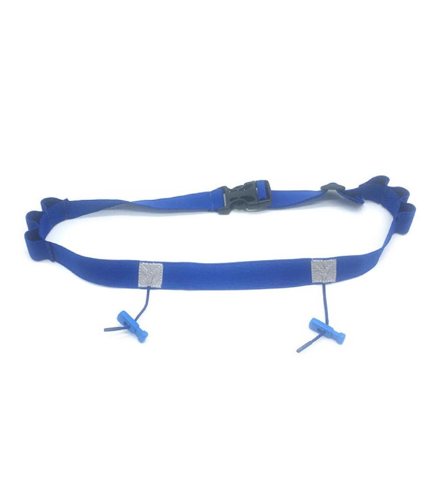 Running Number Belt with Elastic Gel Loop & Reflective Strip | Start Number Belts for Runners Cyclists & Triathletes - Blue - Buy Online on GoSupps.com