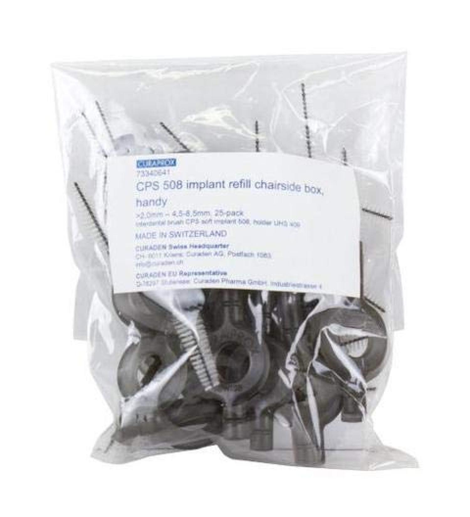 Premium Interdental Brushes - Curaprox Soft Implant Brushes CPS 508 Black - Interdental Flossers - 25 Brushes & 25 Small Handles