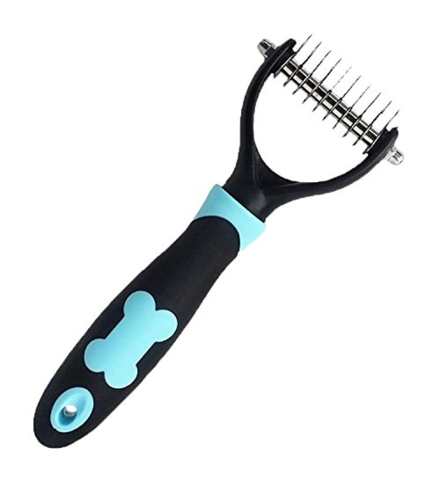 BlueMoo Professional Pet Dog Cat Comb Brush Dematting Deshedding Grooming Trimmer Tool-10 Blades (Blue) - Buy Online on GoSupps.com