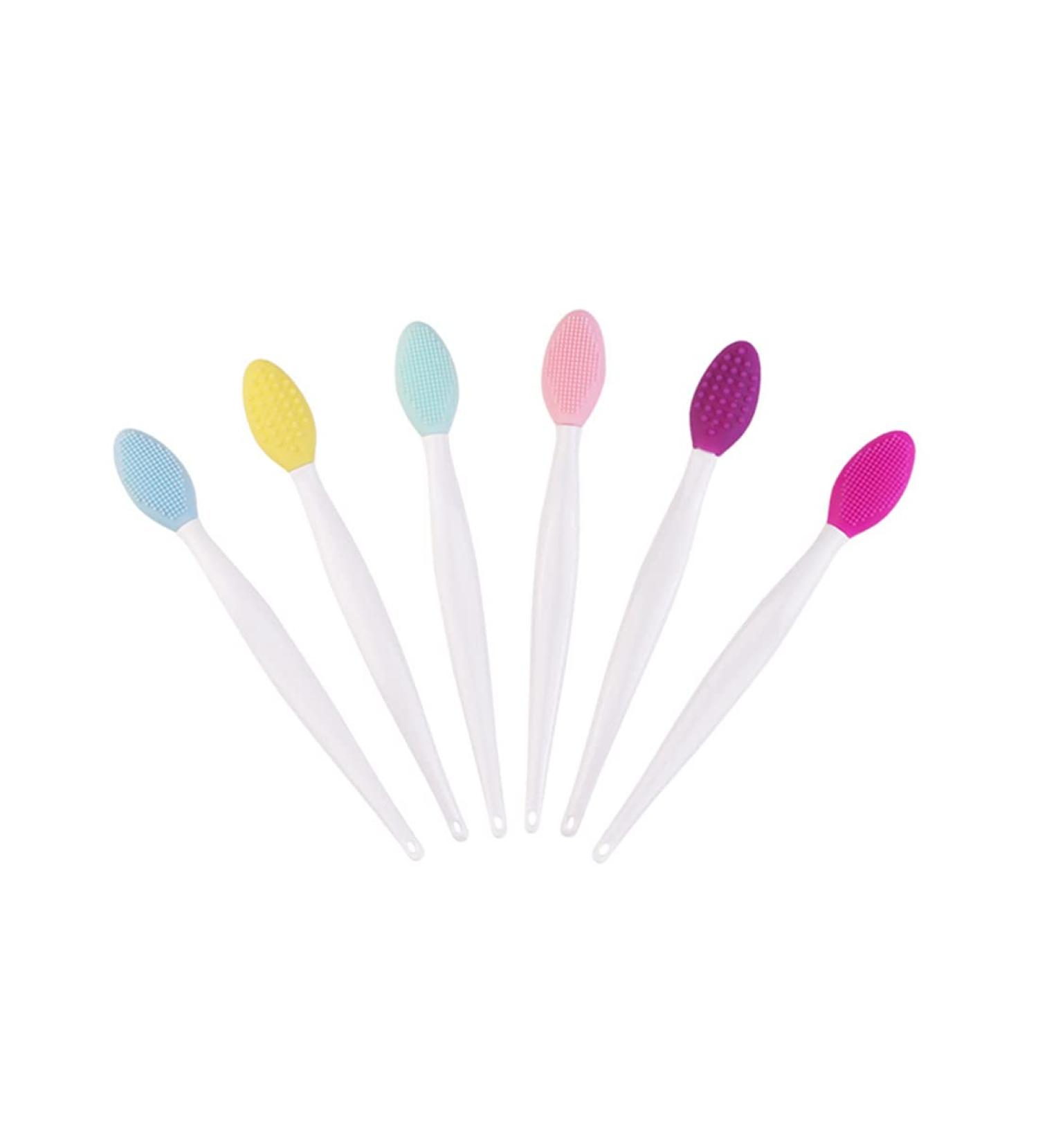 Androxeda 6-Piece Silicone Peeling Lip Brushes Set | Double-Sided Soft Lip Tools for Smooth Full Lips | Available in Blue Red Pink Green Purple Yellow - Buy Online on GoSupps.com