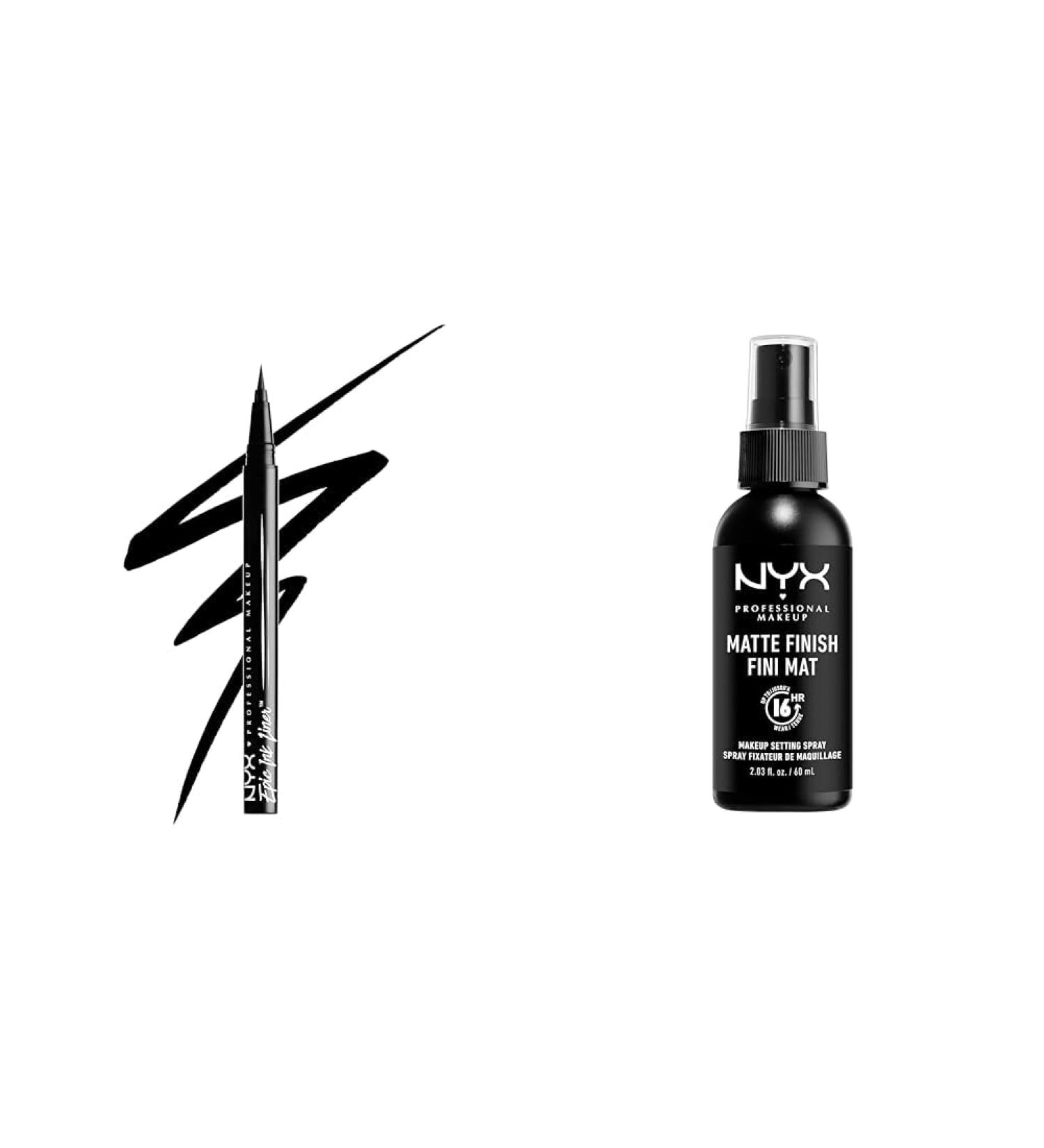 Buy Nyx Professional Makeup Setting Spray & Epic Ink Eye Liner Bundle - Long-lasting Vegan Formula Matt Finish Waterproof - 60ml - Buy Online on GoSupps.com
