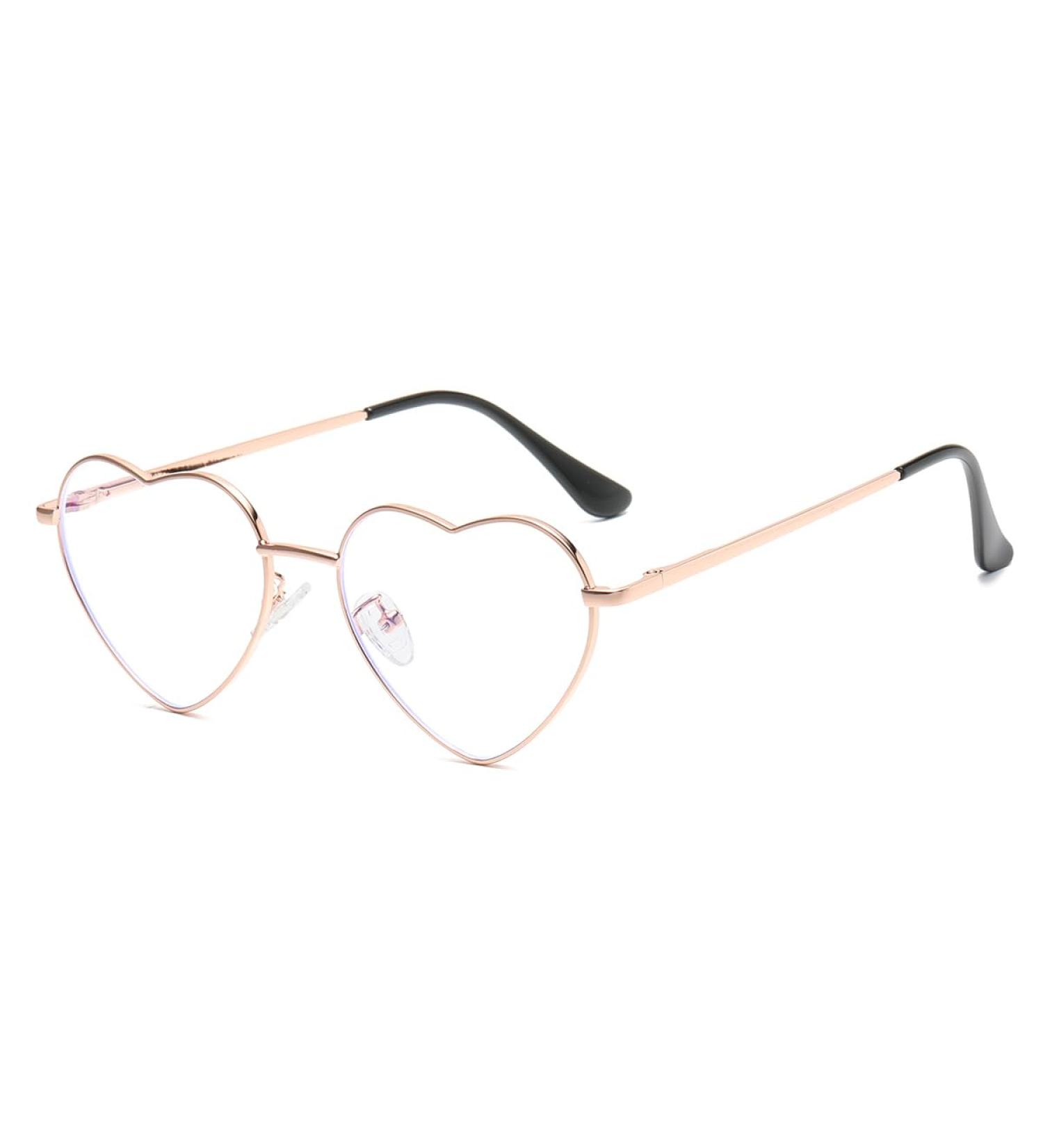 Heart Shaped Blue Light Glasses for Women - Gleyemor Cute Computer Glasses in Rose Gold - 54mm - Buy Online on GoSupps.com