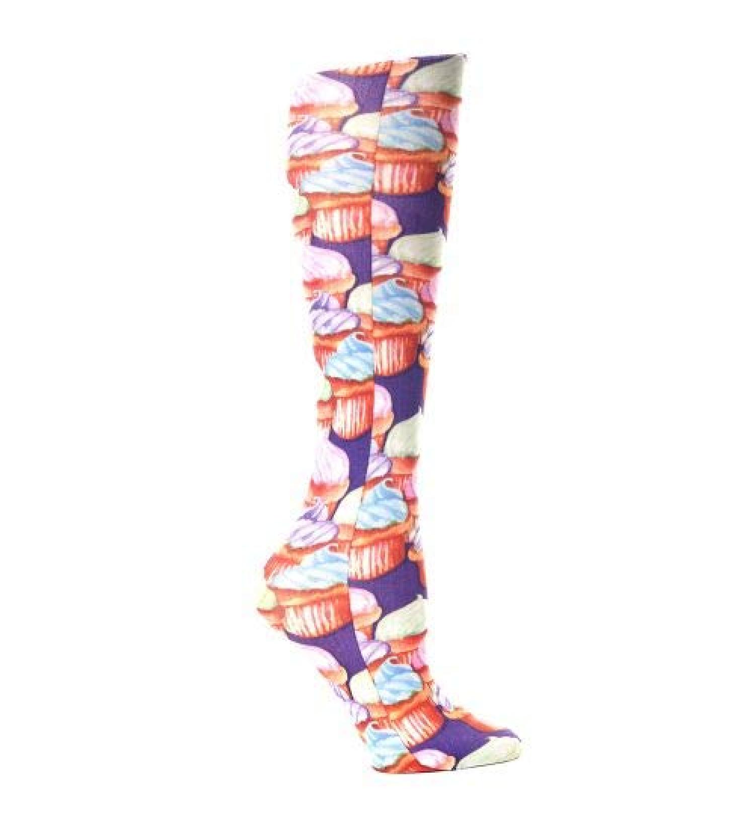 Red Moby Celeste-Stein-CMPSQ-1848 Womens 8-15 mmHg Compression Sock - Queen - Purple Cupcakes