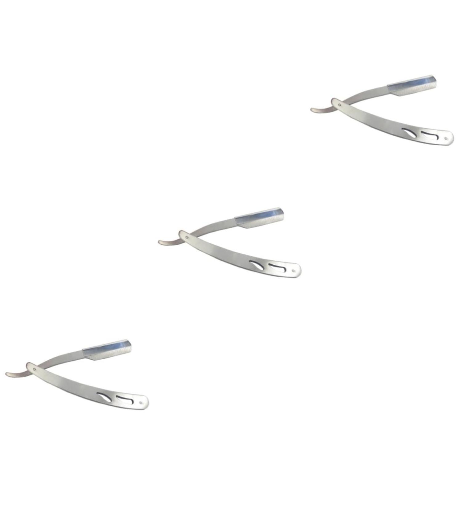 Angoily 3pcs Stainless Steel Razor Set - Old Fashioned Rubber Handle for Men Premium Shaving Essentials - Buy Online on GoSupps.com