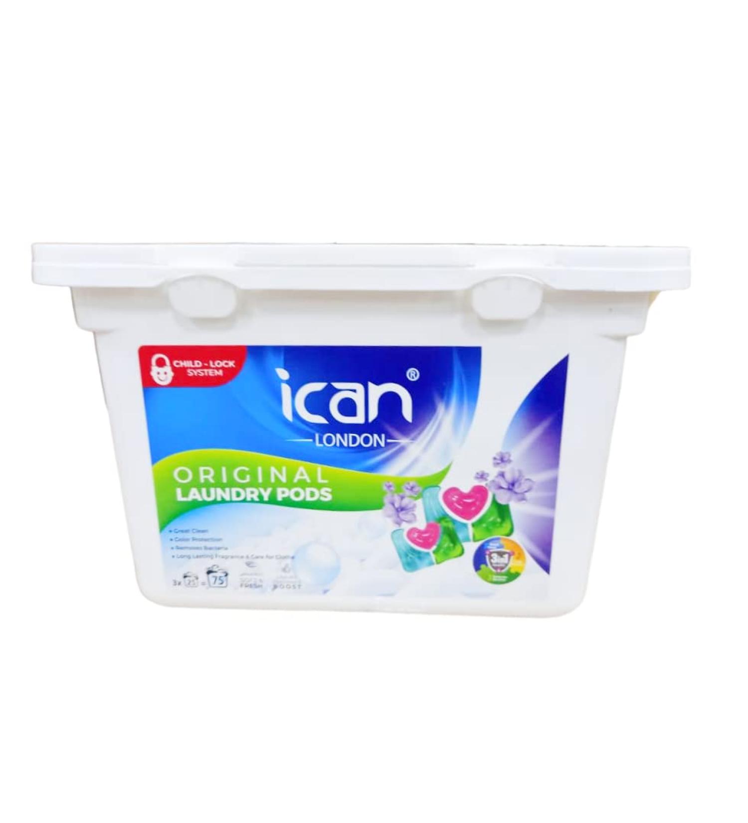 Ican Laundry 3-in-1 Original Washing Pods 25 Count - Laundry Detergent Tablets Capsules 10g x 25 - Pack of 1 - Buy Online on GoSupps.com