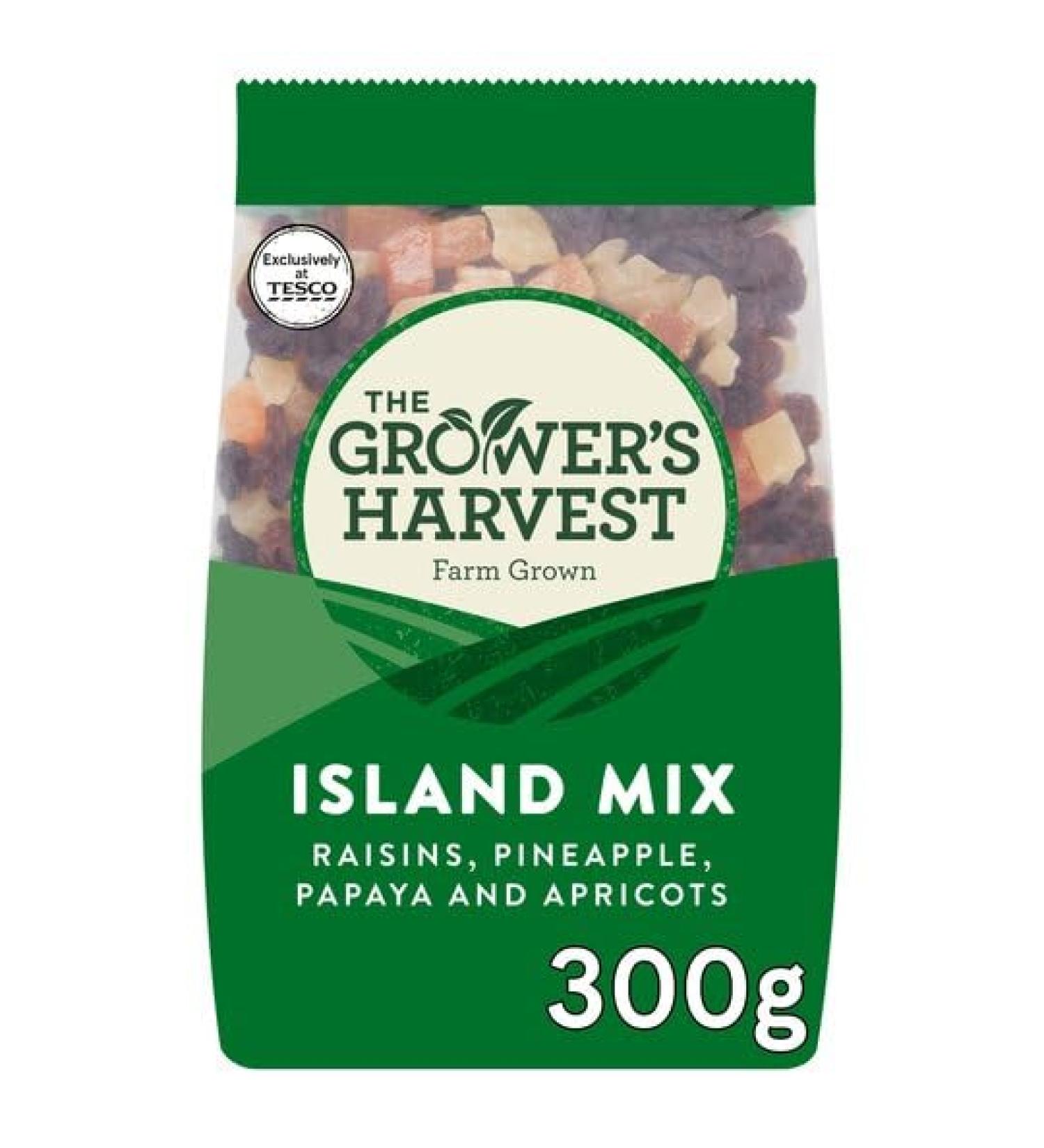 Grower's Harvest | Island Mix 300G | A mix of raisins | sweetened dried pineapple | sweetened dried papaya and dried apricots | Premium Quality | Fruit mix - Buy Online on GoSupps.com